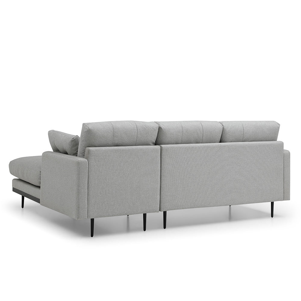 HAVANA 3-Seater Sofa with Right Chaise in Light Grey & Black - Modern Living Room Furniture for Small Spaces & Apartments