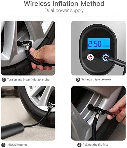 Portable 12V Digital Air Compressor Tire Inflator Pump - 150 PSI Fast Inflation, LED Flashlight, Compact Car Air Pump for Tires, Bikes, Sports Balls (Gray) - Perfect for Roadside Emergencies & Outdoor Adventures