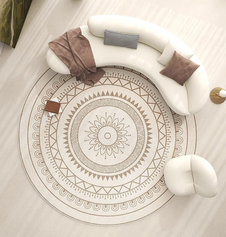 Modern Round Rugs for Bedroom & Living Room - Geometric Contemporary Area Rugs - Non-Slip Dining Room Carpet - Perfect for Home Decor, Office, and Nursery
