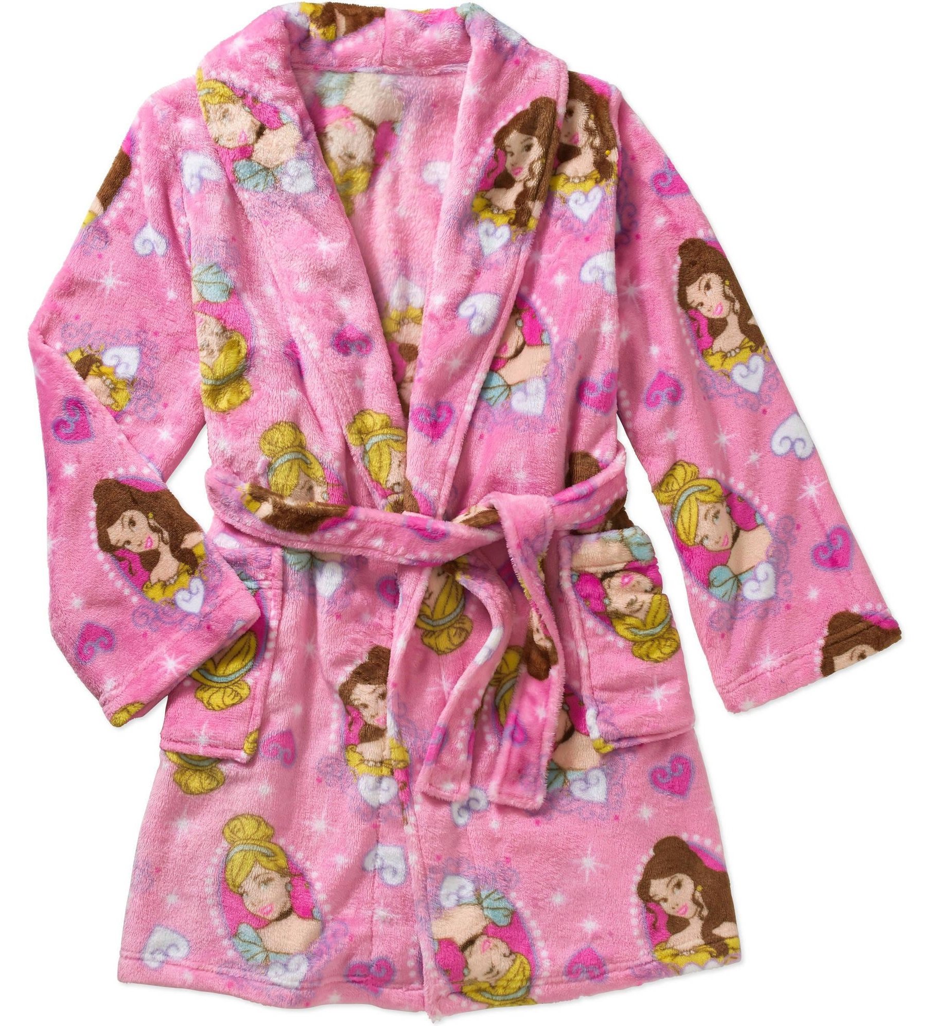 Disney Princess Plush Fleece Robe for Girls - Soft & Cozy Kids Bathrobe with Hood - Perfect for Sleepovers, Spa Days & Winter Warmth