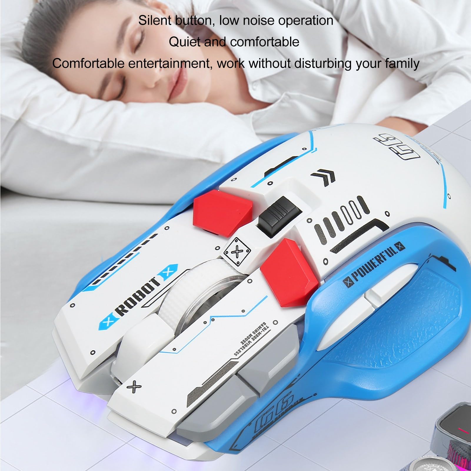Wireless Gaming Mouse, 2.4G Wired Bluetooth 3-in-1 RGB Gaming Mouse with 11 Color Modes & 5 Adjustable DPI (1600-7200) - Compatible with Windows PC, Mac, Android, iOS - Ergonomic Design for FPS, MOBA, eSports Gaming (White)
