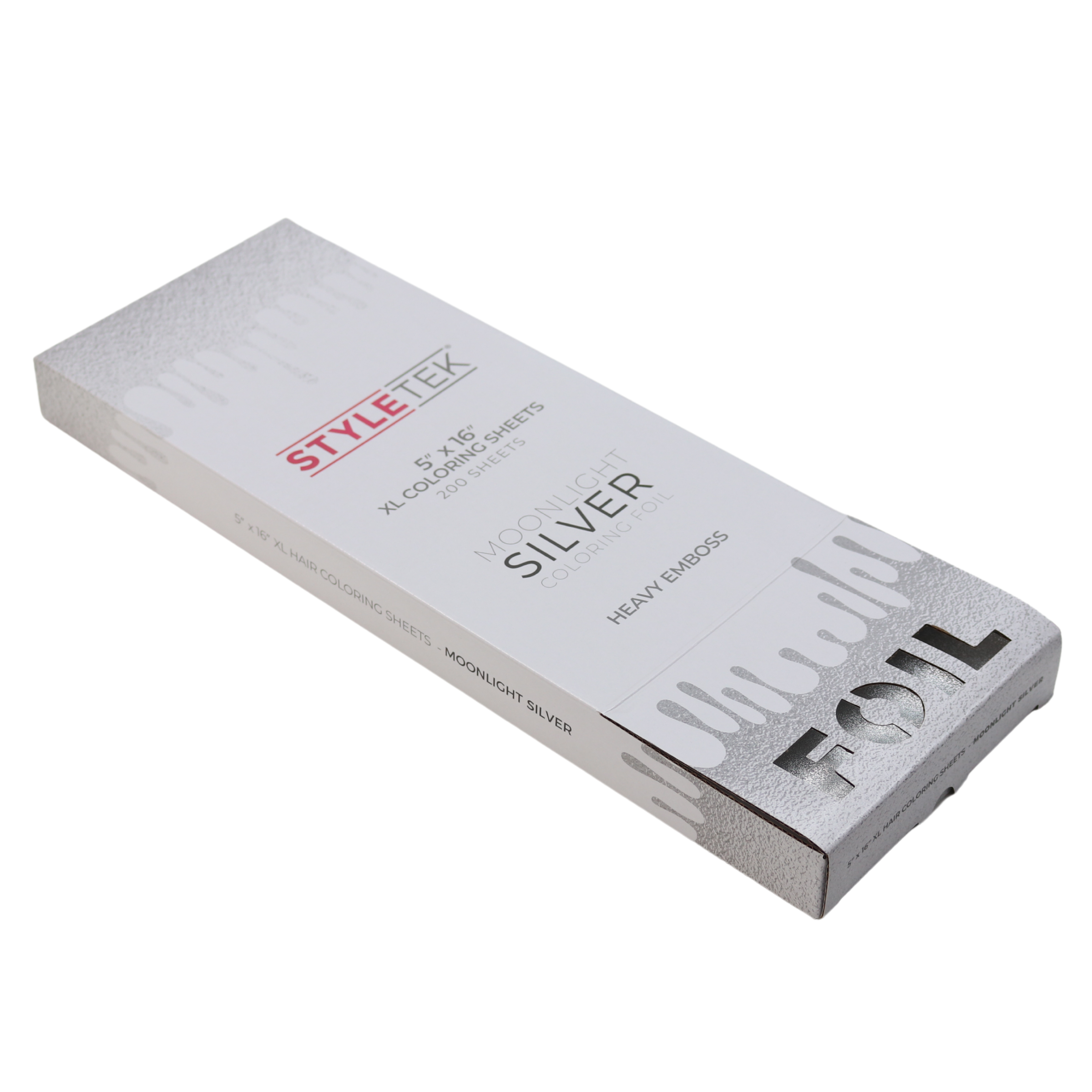 Styletek 5x16 XL Flat Pre Cut Sheets - 200 Sheets Moonlight Silver Hair Foil for Professional Salon Highlights & Balayage - Perfect for At-Home Hair Coloring & Styling
