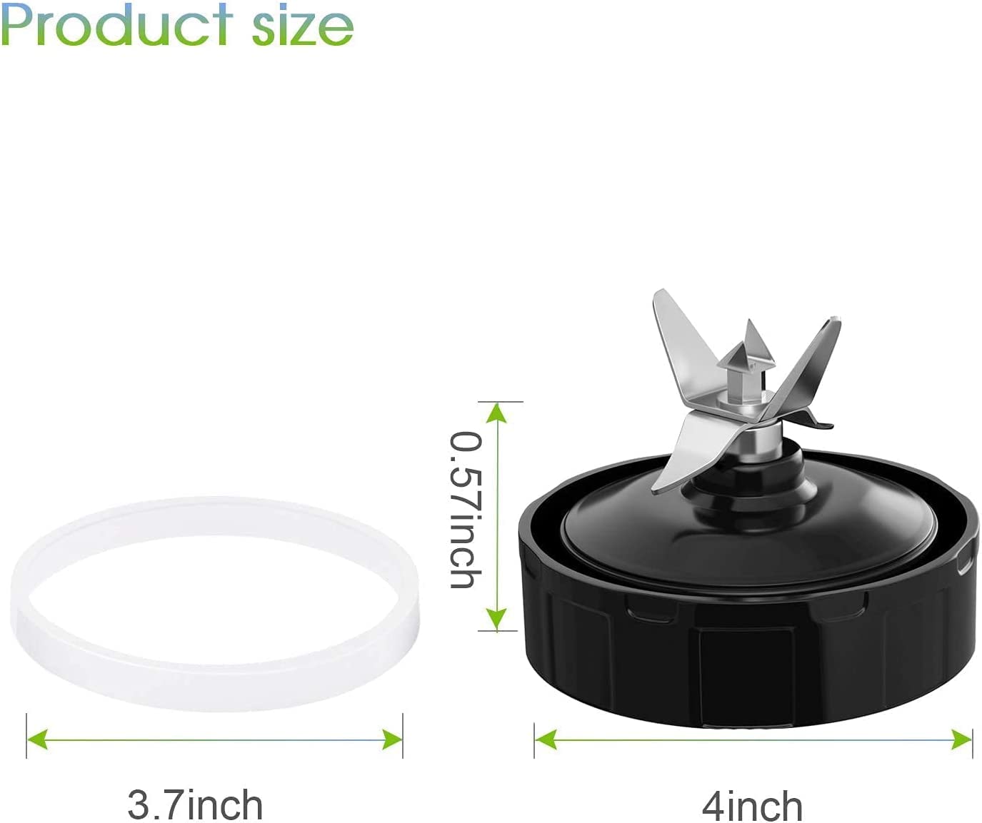 (2 Pack) Nutri Ninja Blender Replacement Parts - 7 Fins Extractor Blade Assembly with Rubber Gasket - Compatible with Auto iQ BL480/BL401/BL642/BL801/NN102 Models - Perfect for Smoothies, Protein Shakes & Food Prep
