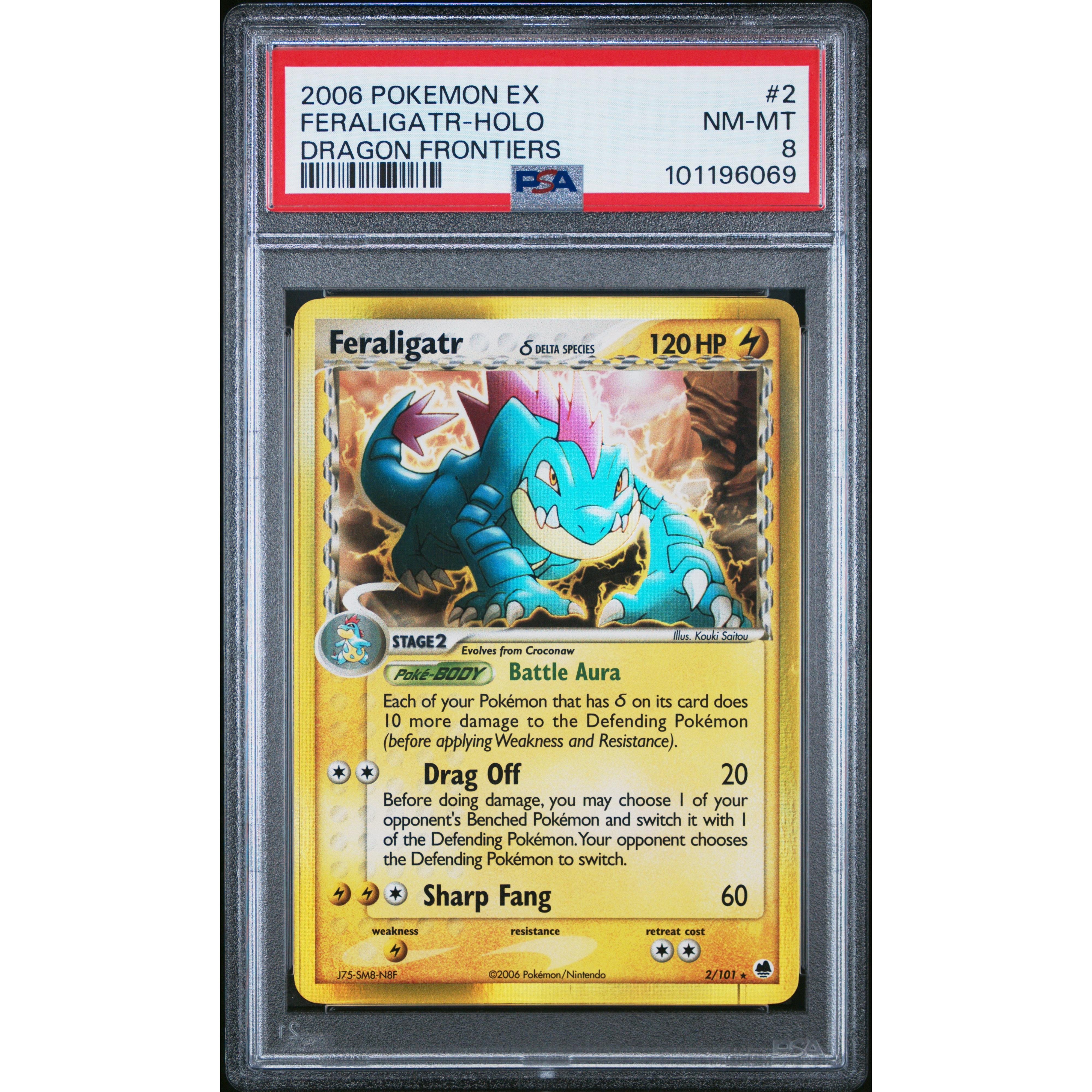 2006 Pokemon Dragon Frontiers Feraligatr Holo 2/101 PSA 8 Graded Card - Rare Collectible for Pokemon TCG Fans & Gaming Enthusiasts | Perfect for Display, Trading, and Investment