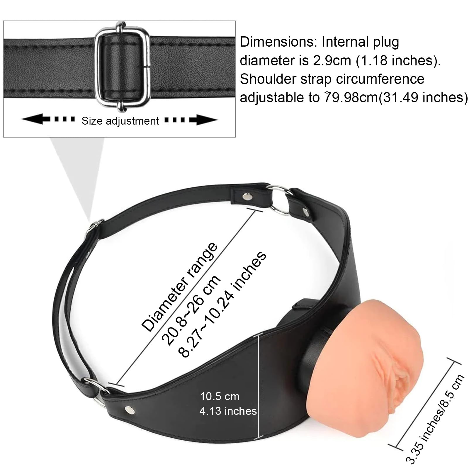 Premium PU Leather BDSM Mouth Gag for Oral Sex & Deep Throat Play - Adjustable Locking Muzzle for Bondage, Fetish & Adult Games - Perfect for Couples, Roleplay & Sensual Exploration