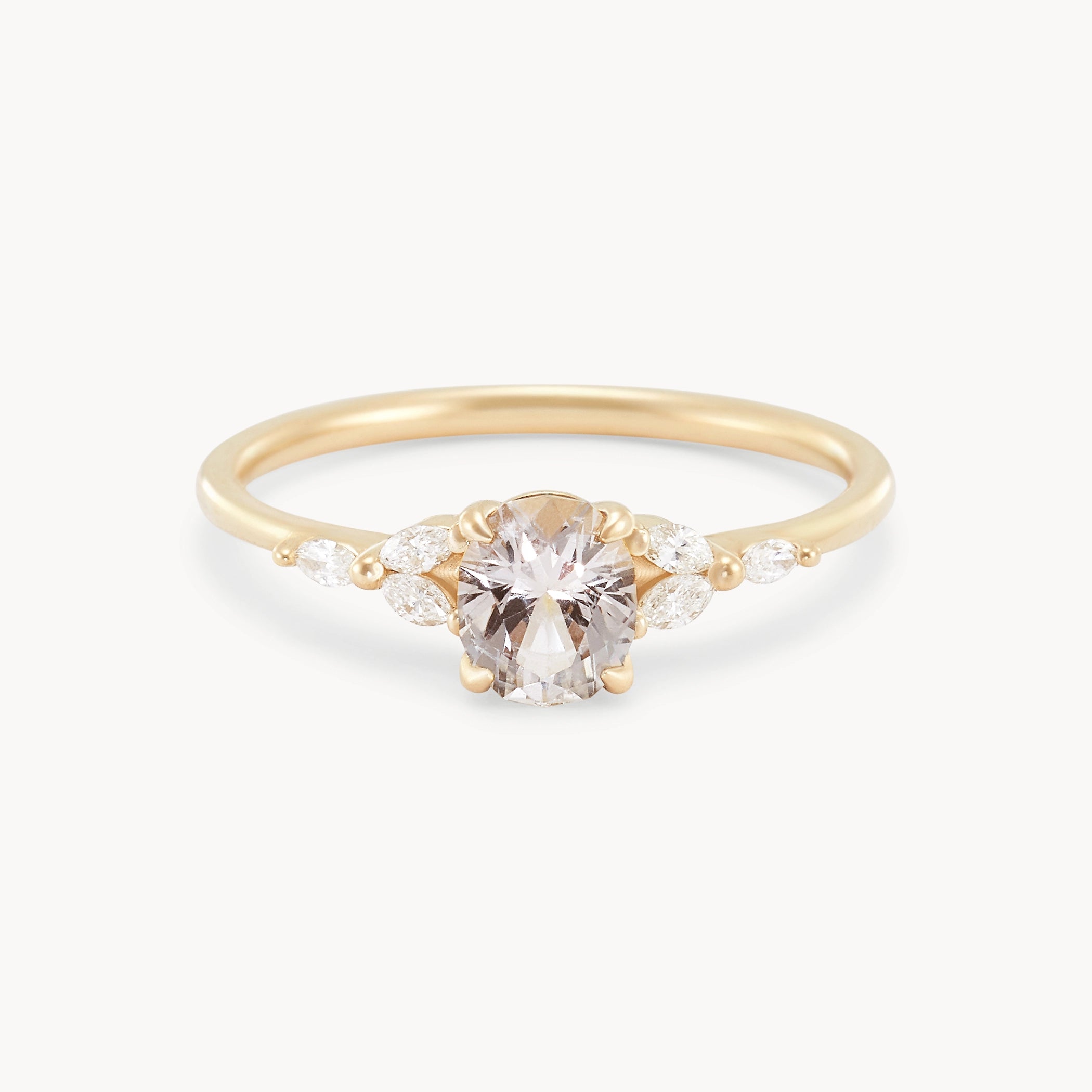 14K Yellow Gold Pink Sapphire Ring - Mystic Moonflower Unique Handmade Jewelry for Women, Perfect for Weddings, Anniversaries & Special Occasions