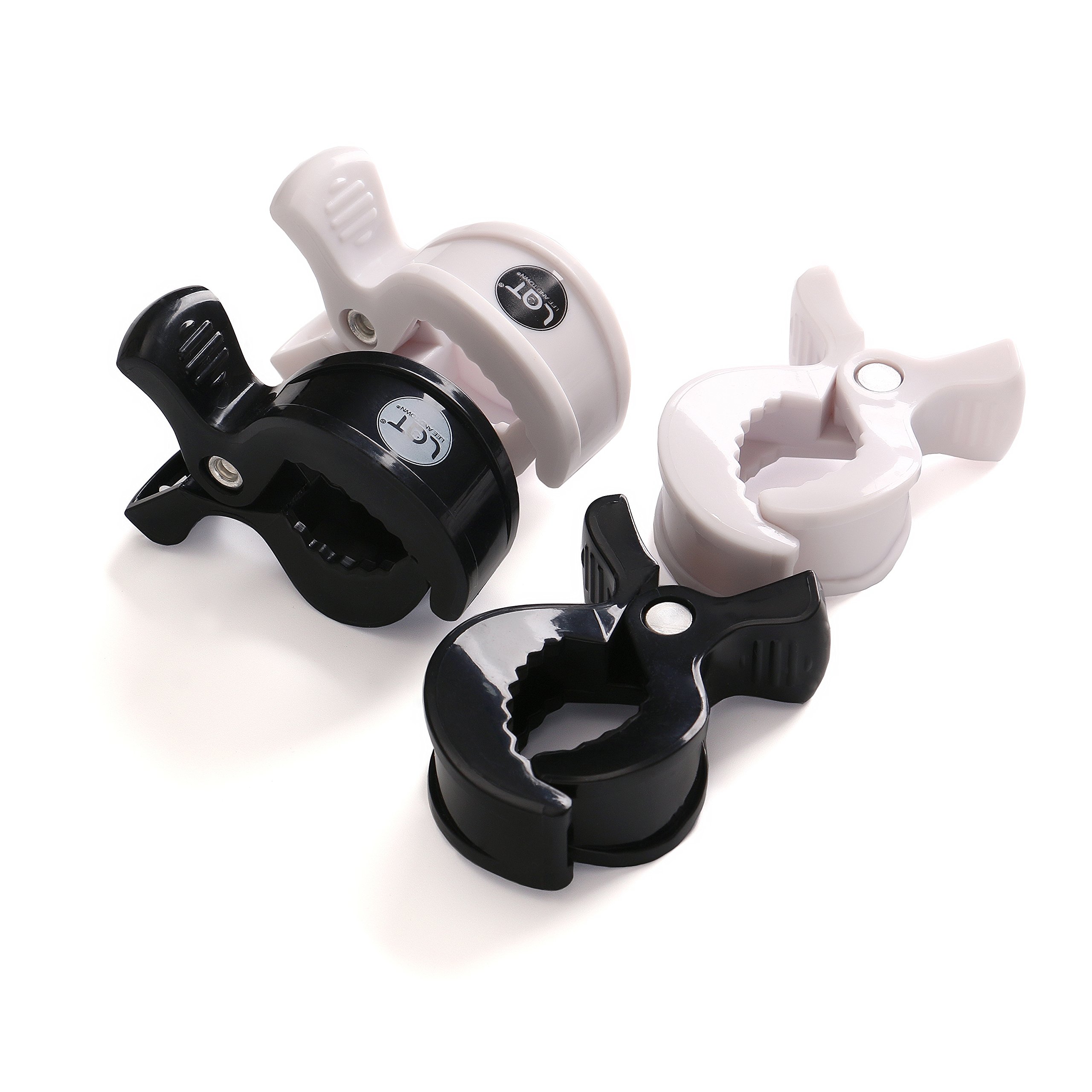 4-Pack Stroller Clips for Blankets & Sun Shades - Secure Muslin Blankets, Pram Toys & Car Seat Covers - Protect Baby from Sun, Wind & Insects (Black + White) - Perfect for Strollers, Car Seats & Outdoor Activities