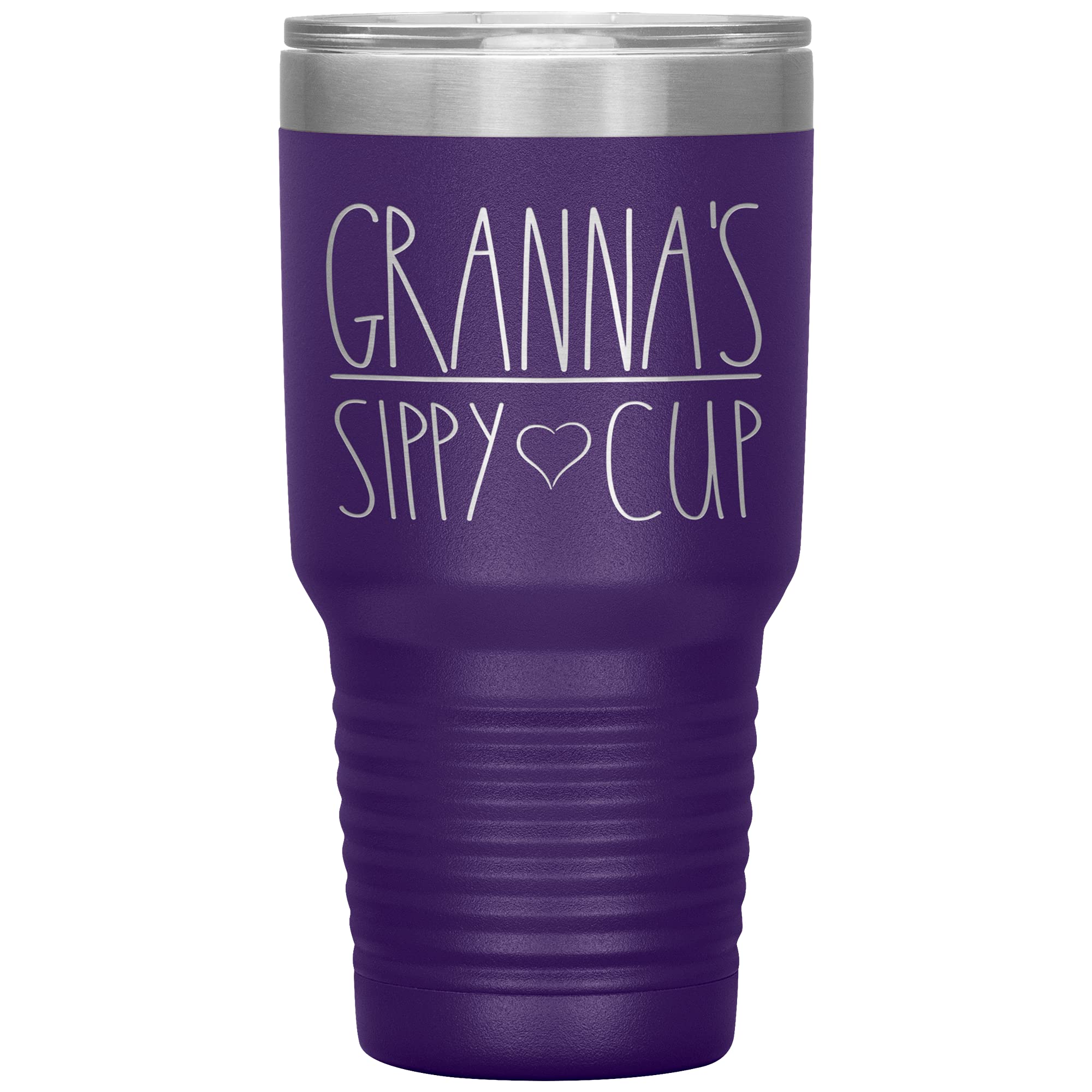 Granna's 30oz Vacuum Insulated Tumbler with Lid - Leakproof Sippy Cup for Hot & Cold Drinks - 12 Color Options (Purple) - Perfect Birthday Gift for Grandma, Travel, Office & Outdoor Activities