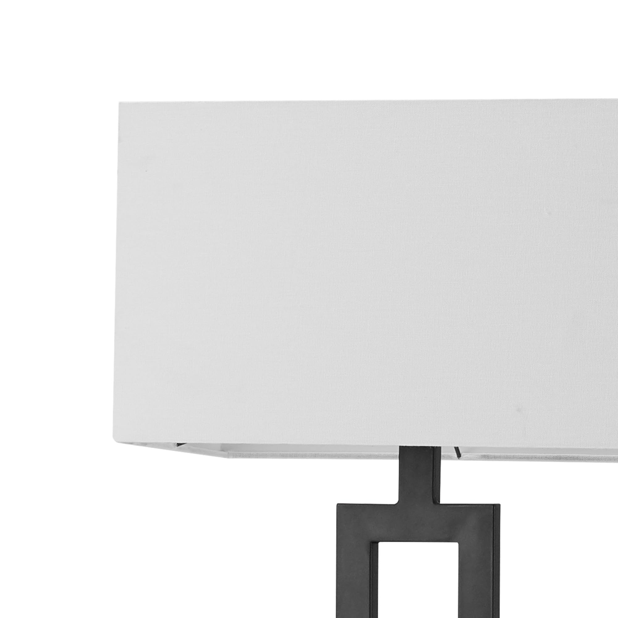 Globe Electric 67046 58-Inch Modern Floor Lamp with Matte Black Finish & White Linen Shade - Rotary On/Off Switch, Tall Standing Corner Light for Living Room, Bedroom, Office & Reading Nook Decor