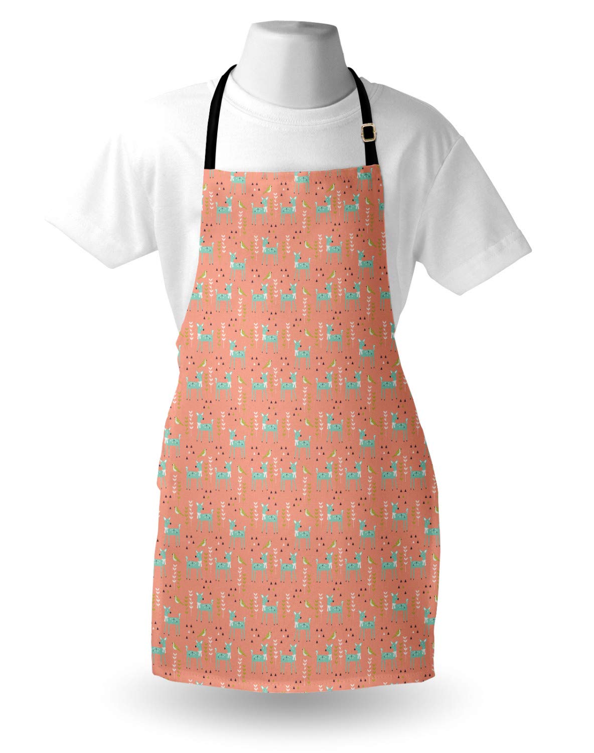 Ambesonne Cartoon Apron - Scandinavian Gazelle & Bird Design for Cooking & Gardening