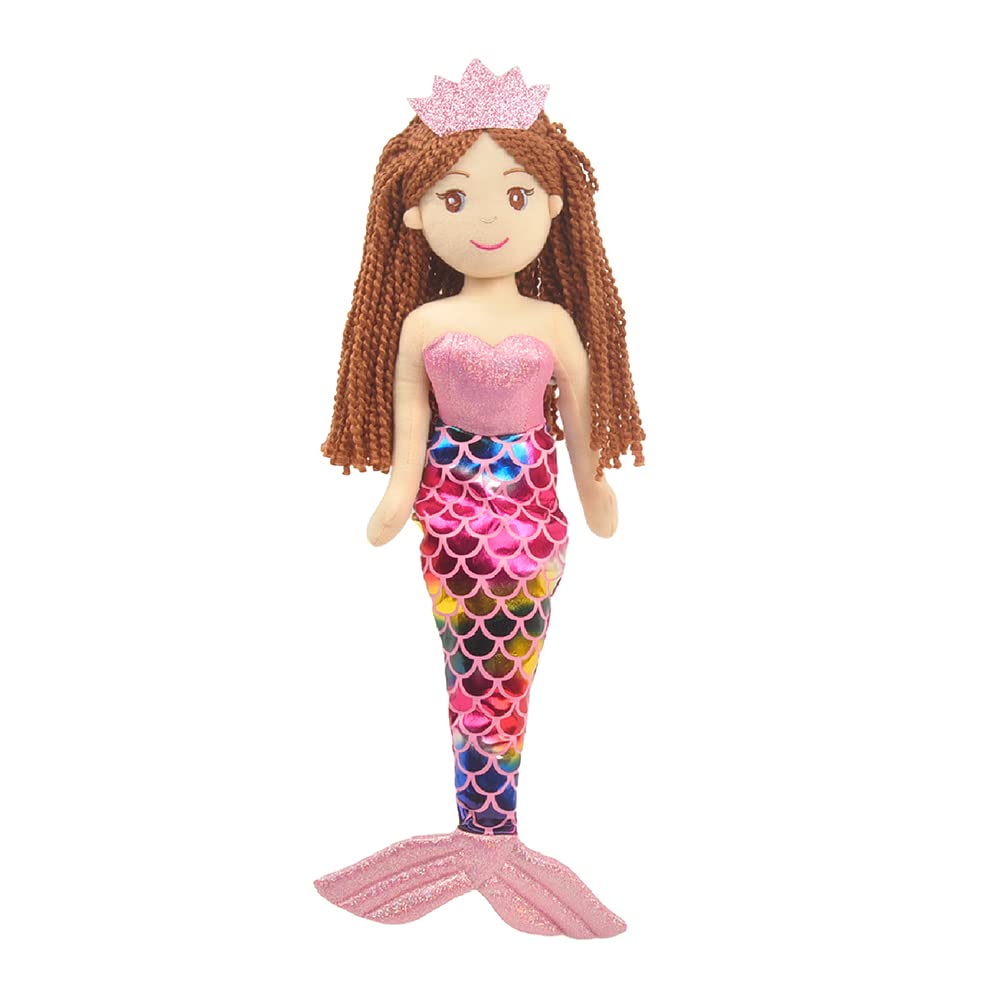 Linzy Toys 18-Inch Alani Mermaid Soft Plush Rag Doll - Light Pink Stuffed Animal for Girls | First Baby Doll Gift | Perfect for Birthday, Christmas & Pretend Play (89002-3)