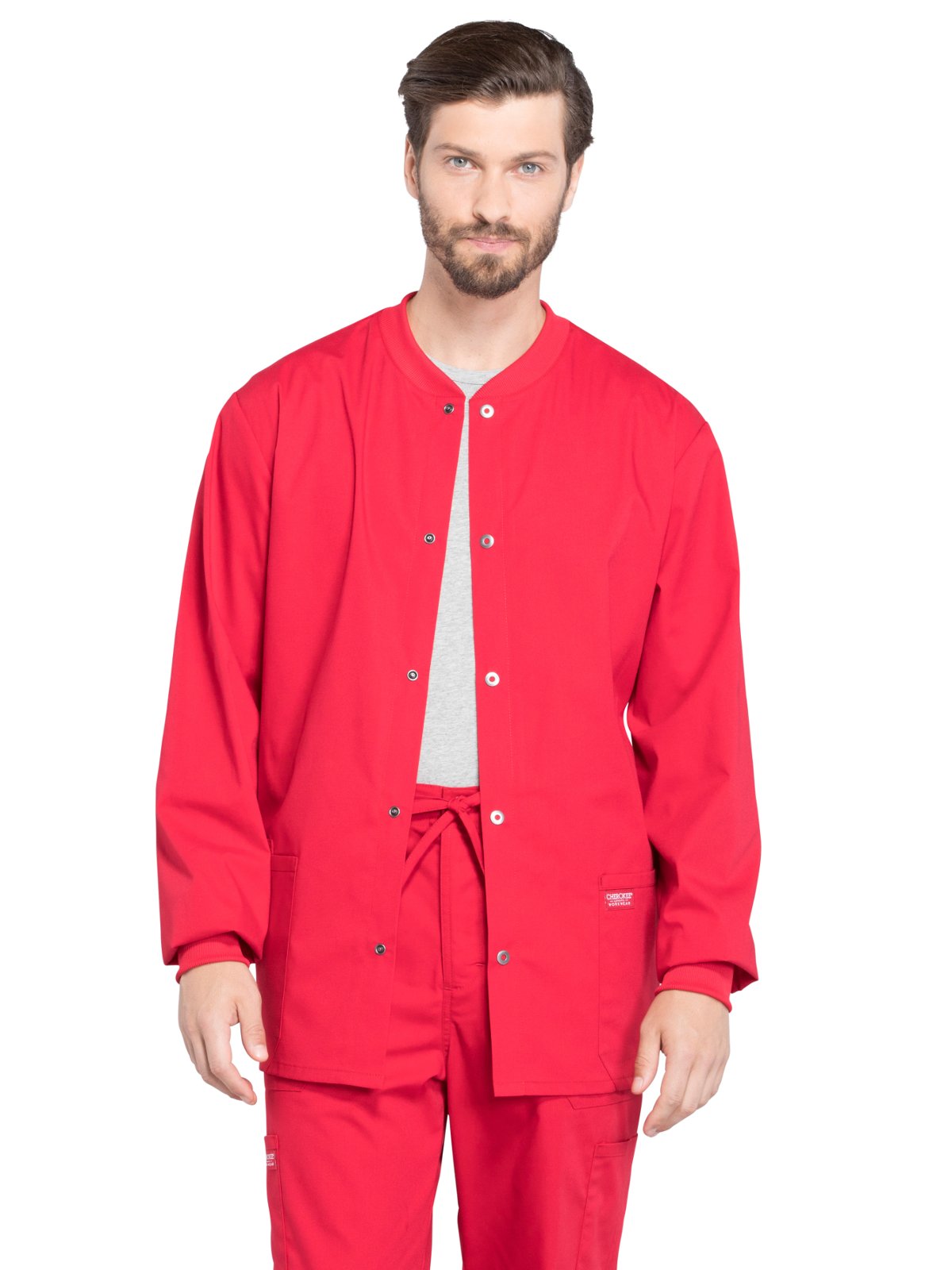 Cherokee Men's Warm Up Scrubs Jacket - Snap Front Workwear for Medical Professionals WW360 - Perfect for Hospitals, Clinics & Healthcare Workplaces