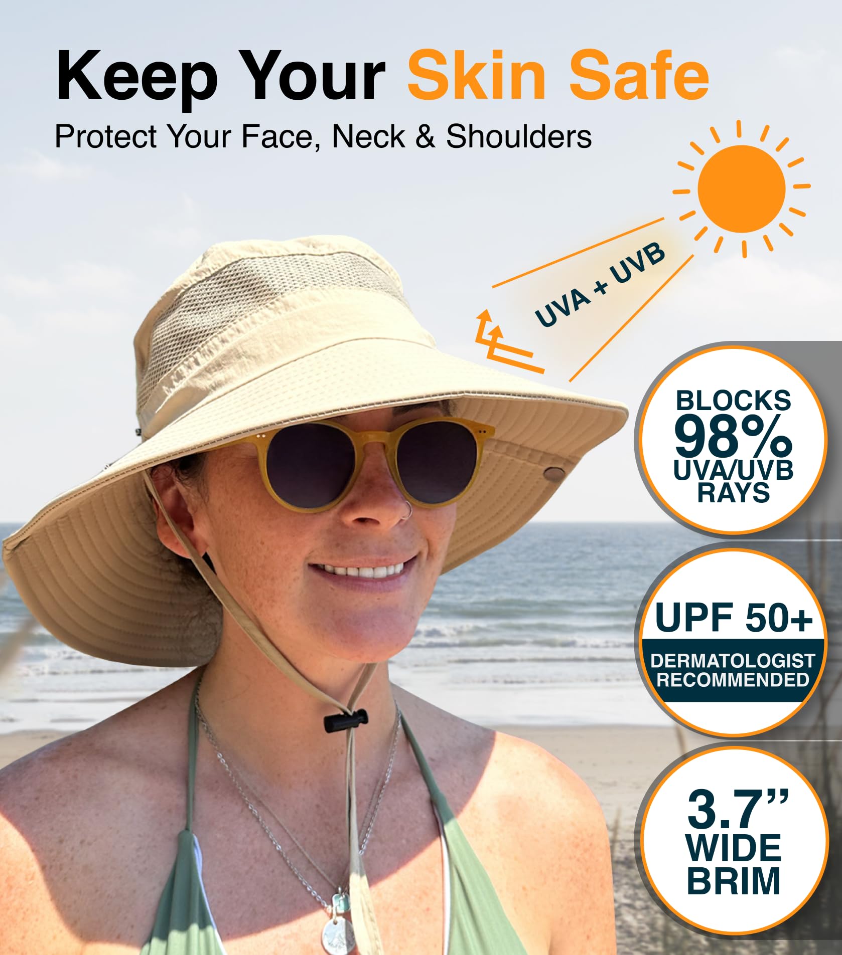 GearTOP UPF 50+ Sun Hat for Women & Men - Wide Brim Packable Beach Hat, Safari Hat with Neck Flap - Perfect for Outdoor, Travel, Hiking and Summer Vacation