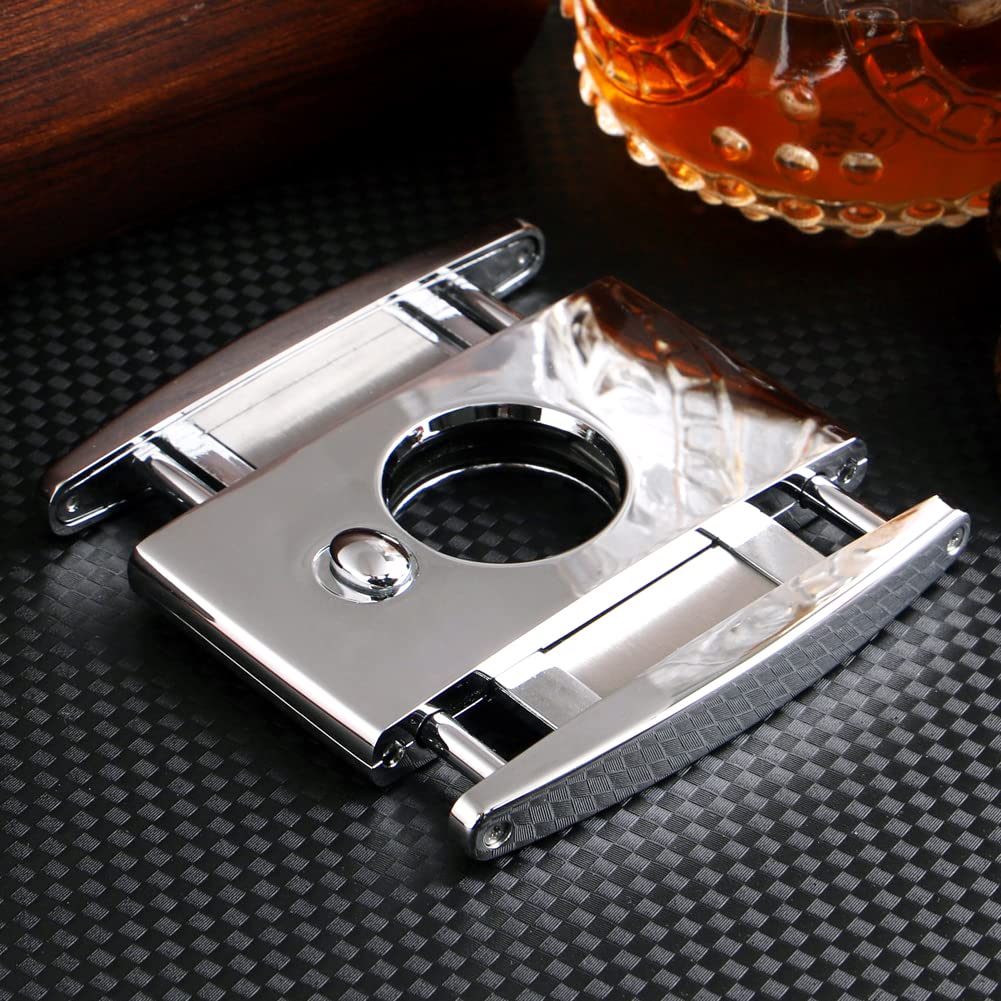 Premium KEENSUN Zinc Alloy Guillotine Cigar Cutter - Double 420J2 Stainless Steel Blades for 60 Ring Gauge Cigars | One-Push Lock System | Elegant Gift Box | Perfect for Cigar Enthusiasts & Luxury Gifting