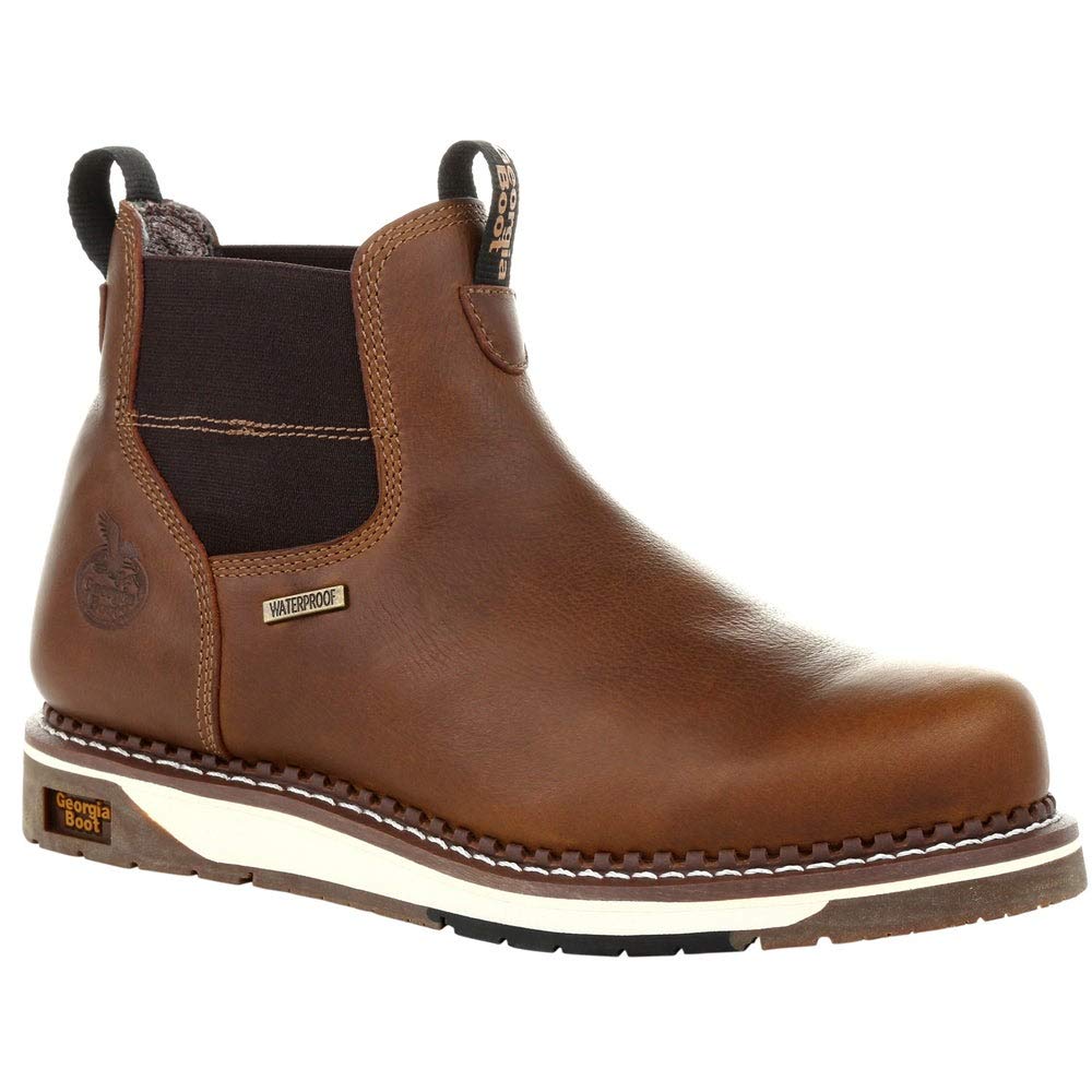 Georgia Boot AMP LT Wedge Waterproof Chelsea Work Boot - Durable & Comfortable for Construction, Landscaping & Outdoor Work
