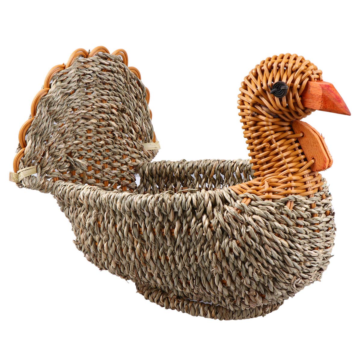 Chicken Shaped Willow Woven Fruit Basket - 20x14 Inch Rattan Bread Serving Tray for Eggs, Snacks & Food Storage | Durable Wicker Desktop Organizer for Kitchen, Dining Table & Home Decor