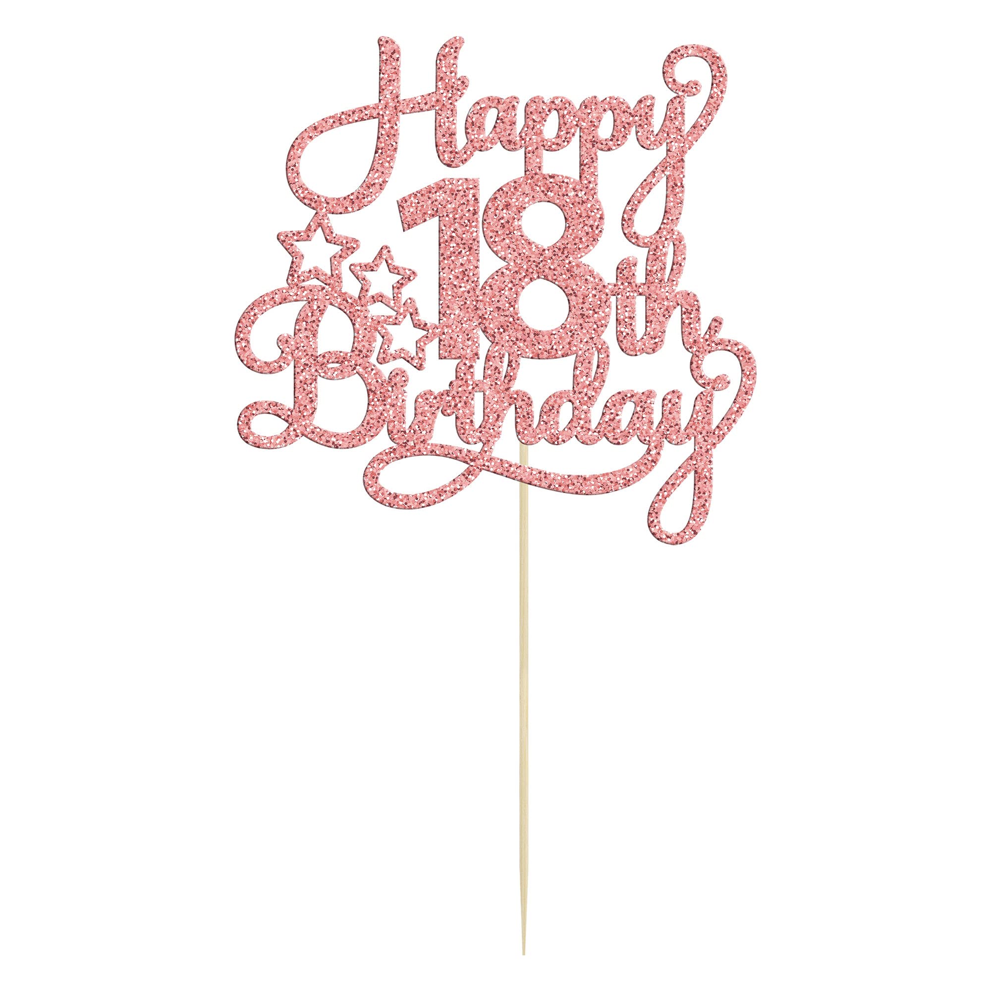 Rose Gold Glitter 18th Birthday Cake Topper - 1 Pack '18 & Fabulous' Cake Decorations for 18 Year Old Birthday Party | Perfect for Anniversary Celebrations, Sweet 16 Upgrade, and Milestone Cake Decorating