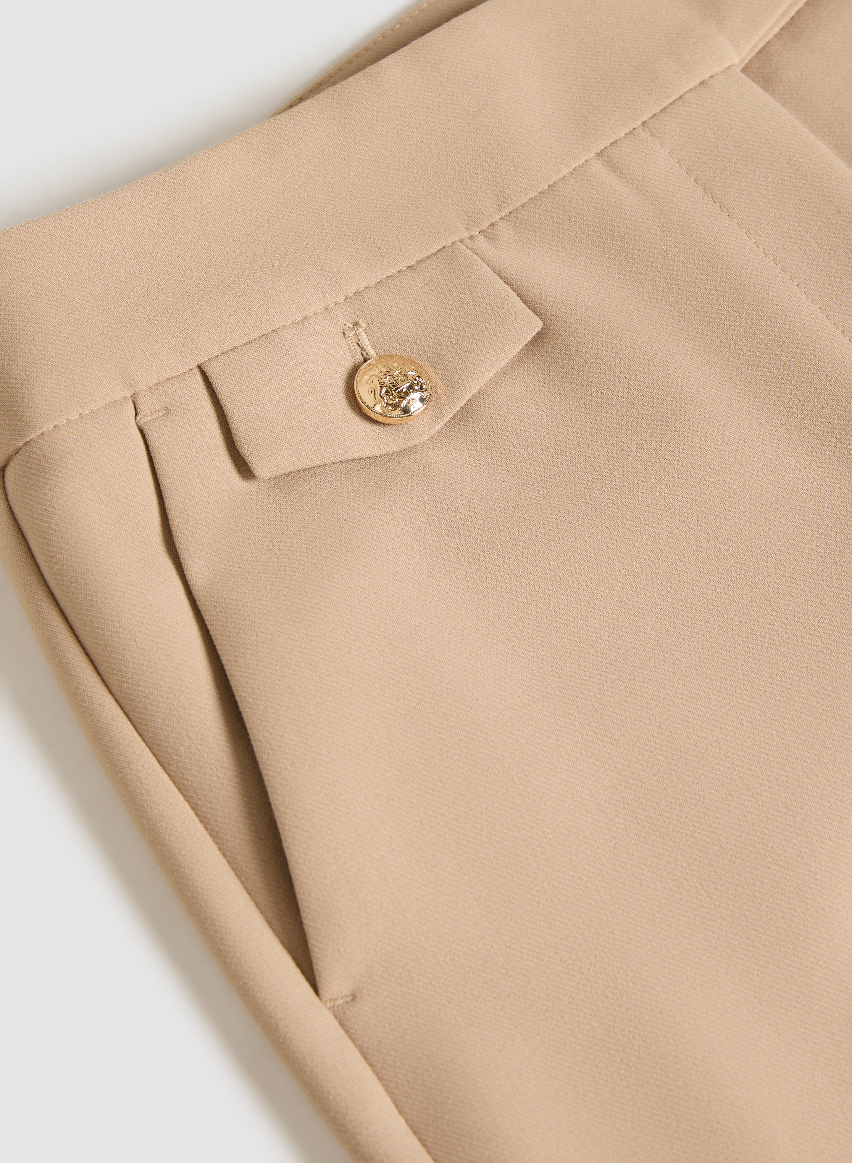 Emma Embossed Button Slim Leg Pants for Women - High Waisted Office Trousers, Stretchy Work Pants for Business Casual & Professional Outfits