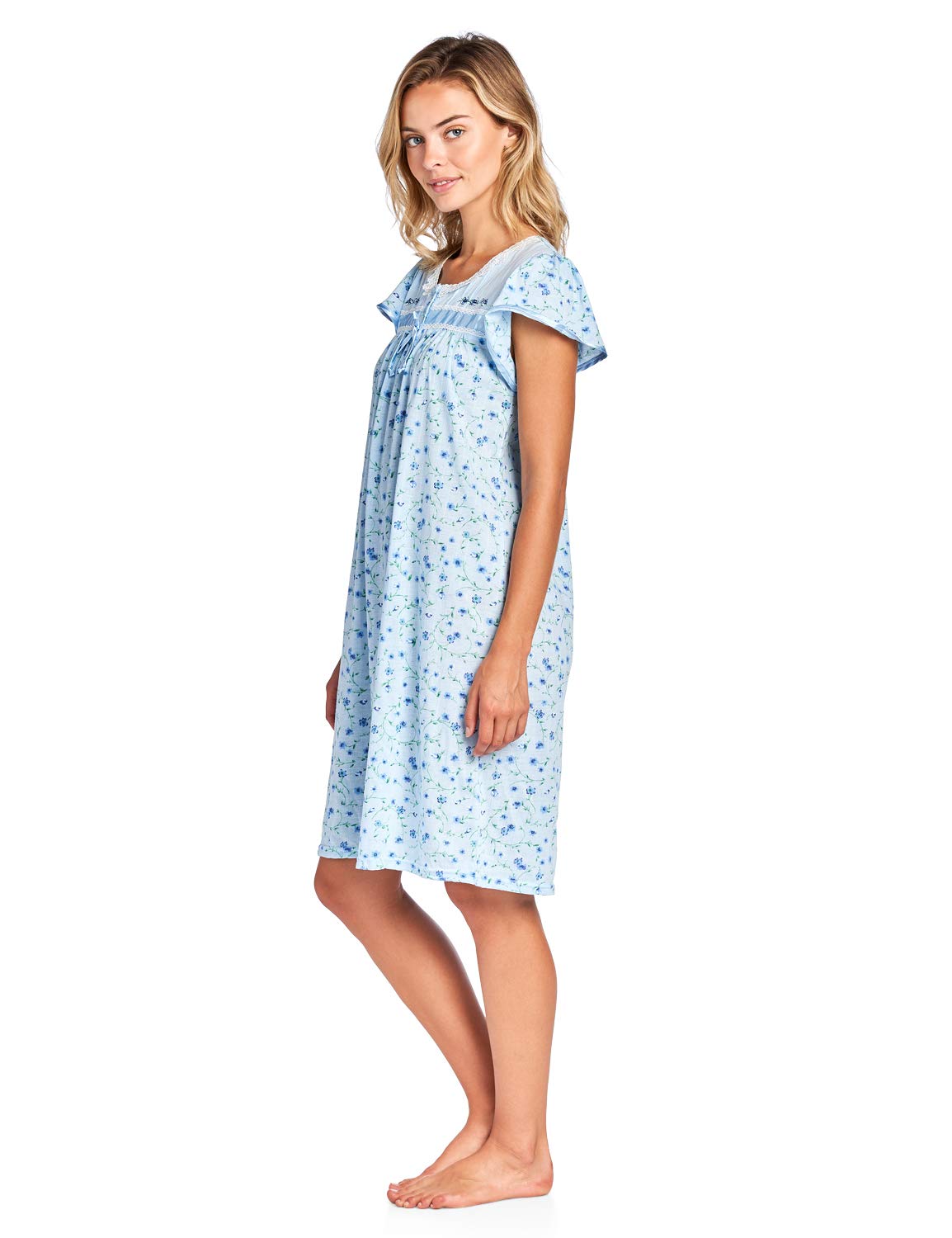 Women's Floral Short Sleeve Nightgown - Soft Casual Sleepwear for Comfortable Nights | Perfect for Summer Bedtime & Lounge Wear