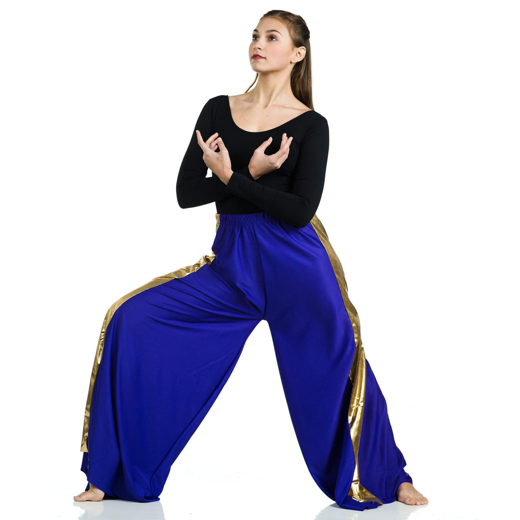 Danzcue Adult Praise Dance 2 Tone Palazzo Pant - Comfortable Worship Dance Pants for Church Performances & Rehearsals