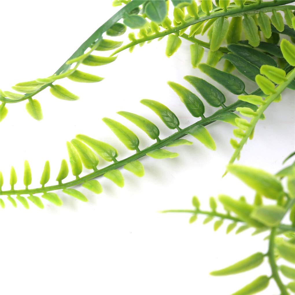 2 Pack Artificial Green Fern Plants - 5 Branches PVC Fake Plants for Wedding, Party, Home, Office & Hotel Decor - White (Perfect for Centerpieces, Shelves & Tabletop Displays)
