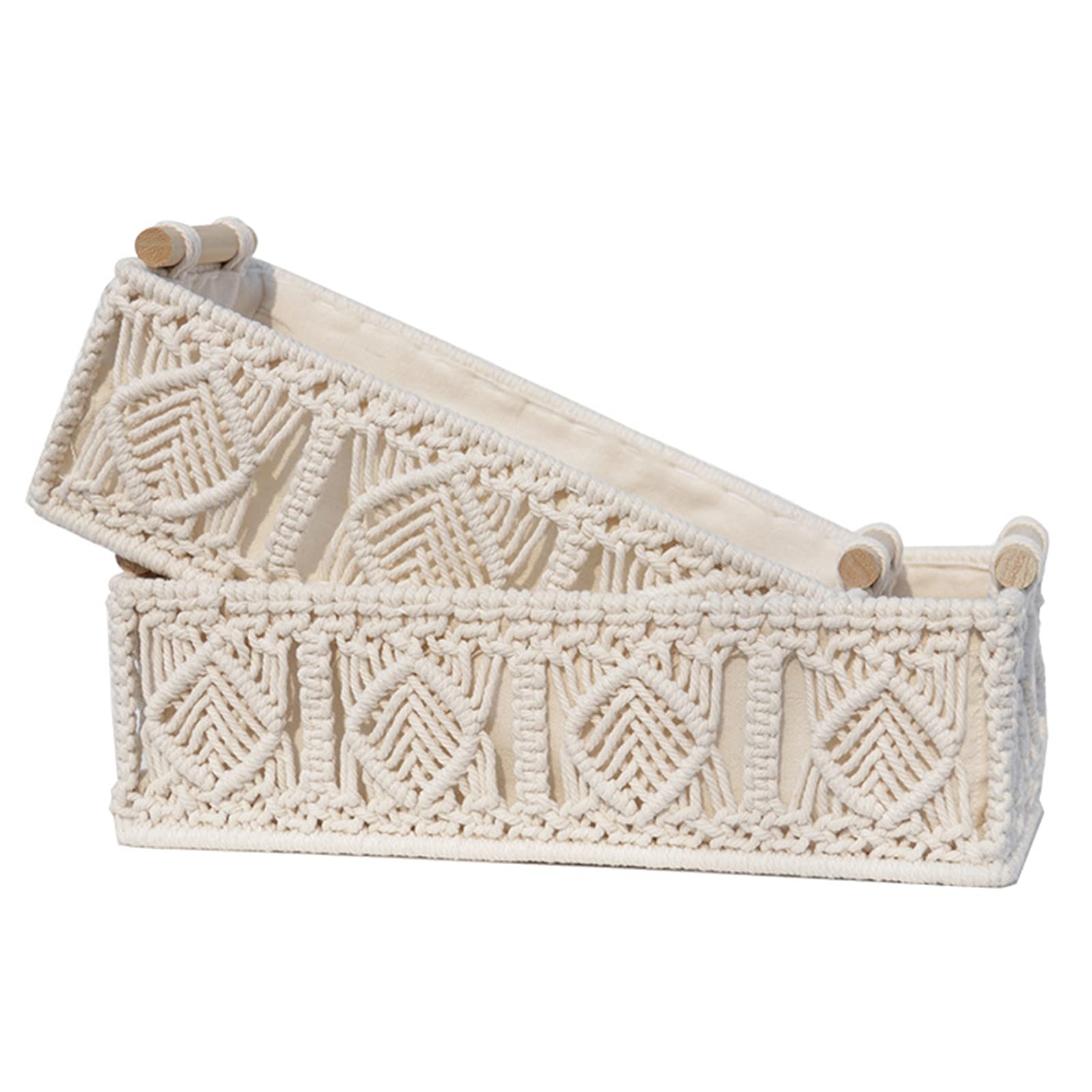 BOICXM 2-Pack Cotton Rope Woven Storage Baskets - Boho Chic Desktop Organizer for Home Office, Bathroom & Kitchen | Decorative Woven Box for Crafts, Party Supplies & Dining Table Accessories