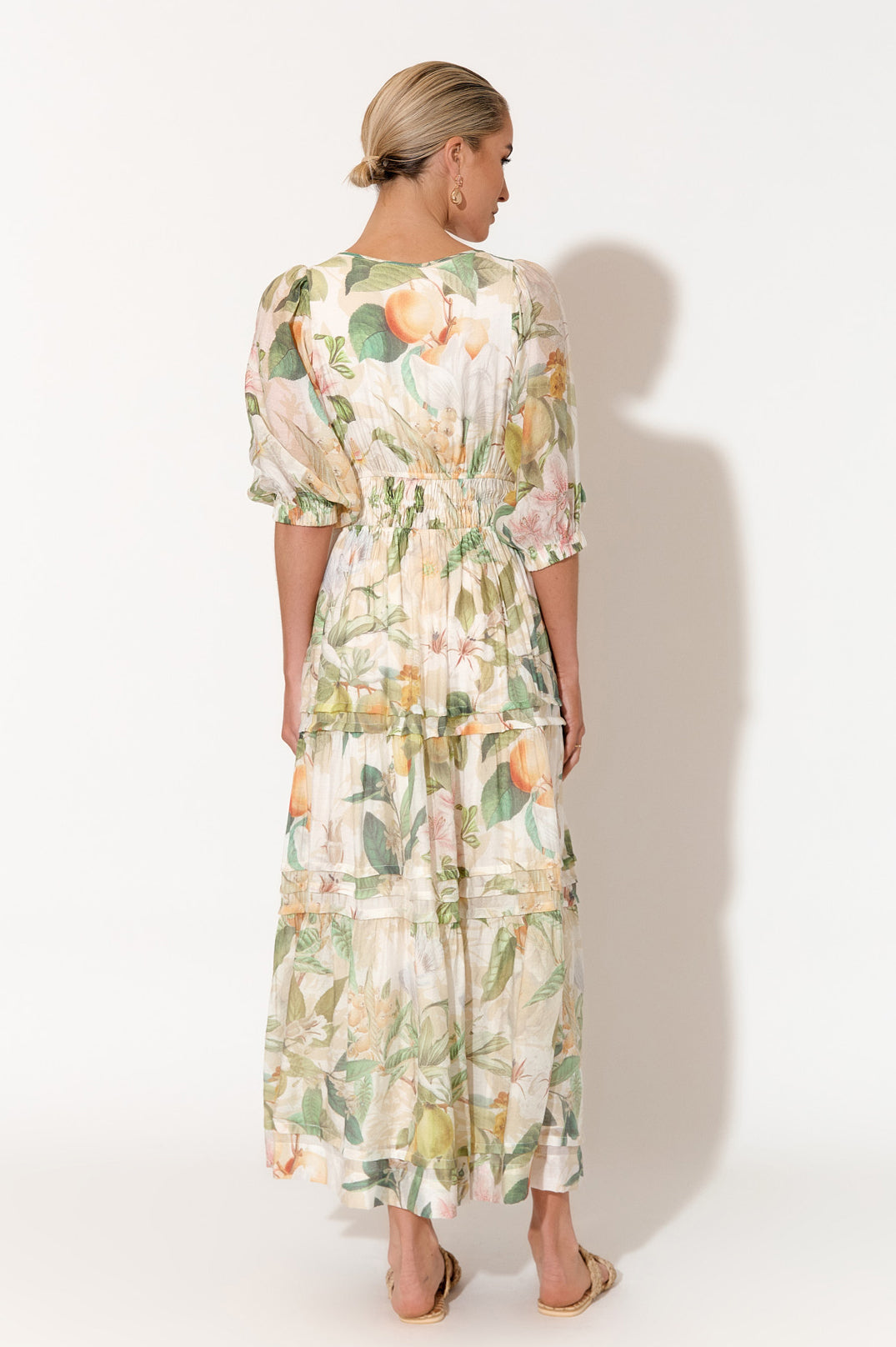 Eliana Adelaide Print Three Quarter Sleeve Dress - Floral Summer Midi Dress for Women | Perfect for Office, Party & Date Night Outfits