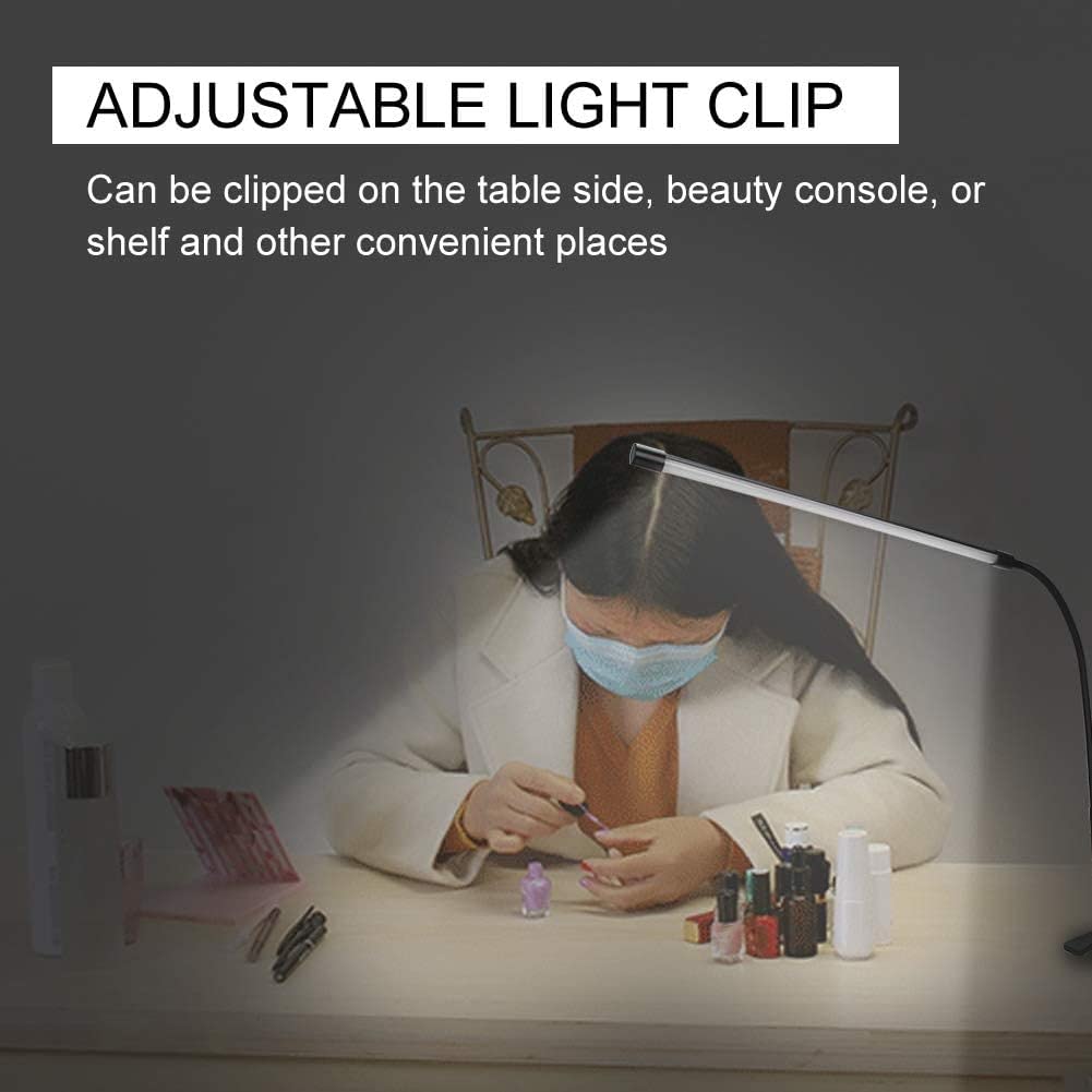 2 Pack Adjustable Long Arm Desk Lamps with Dimmable LED Light - 90+ CRI for Precision Work, Nail Art & Eyelash Extensions - Perfect for Home Office, Salon & Makeup Studio