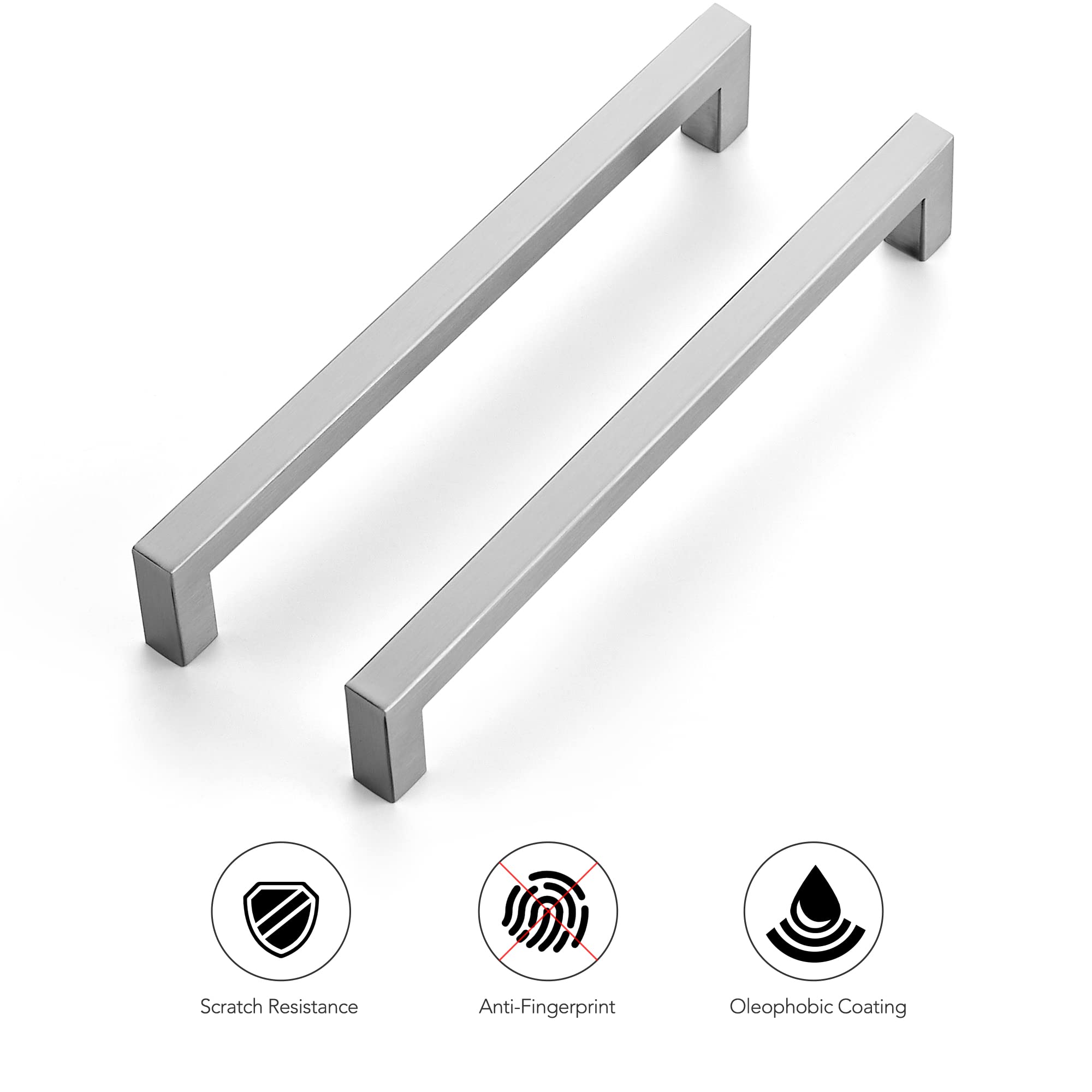 Stainless Steel Cabinet Handles 3 Pack - Brushed Nickel Drawer Pulls for Kitchen & Dresser