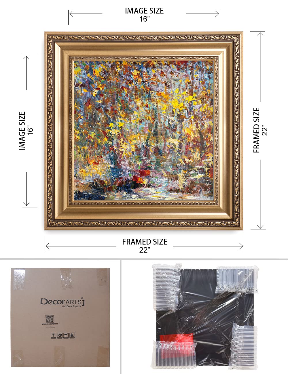 DECORARTS - David Ma's Gathering Birds Abstract Landscape Wall Art - Premium Giclee Print in Classic Golden Frame (22