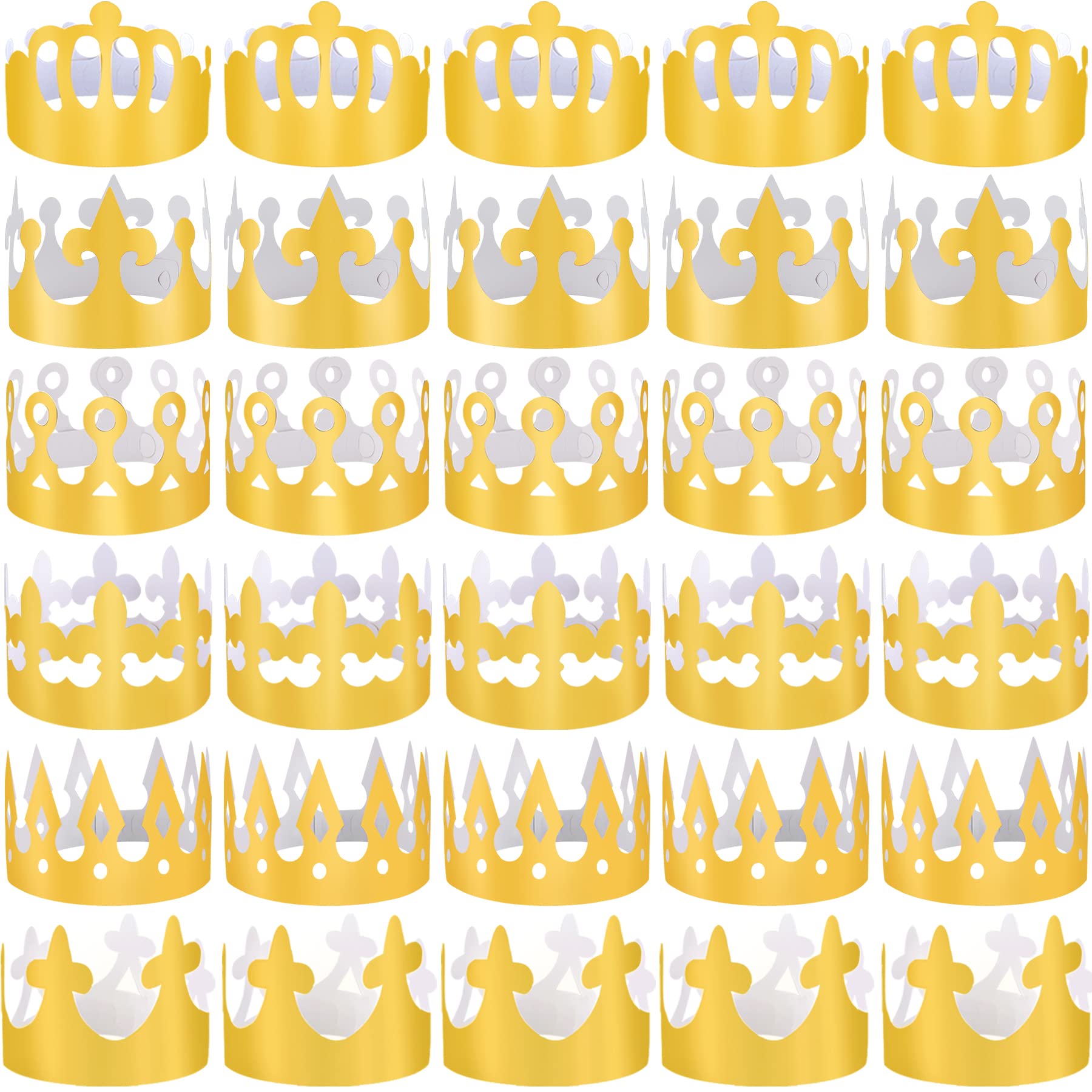 48 Pack Golden Paper Crowns for Party - King & Queen Crown Hats for Kids & Adults - Birthday Celebration Decorations - Perfect for Birthdays, Weddings, Graduations & Festive Events