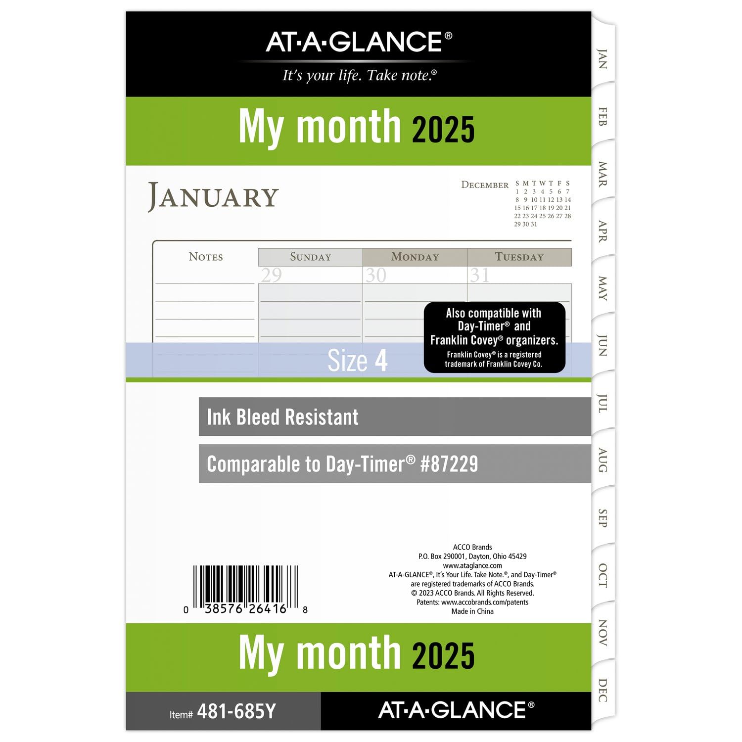 AT-A-GLANCE 2025 Monthly Planner Refill - 5.5