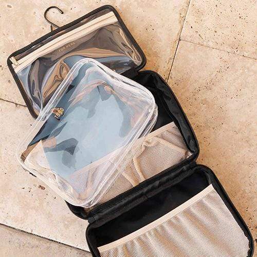 Black Hanging Cosmetic Organizer - Travel Makeup Bag with Hooks for Bathroom, Bedroom & Dorm Storage | Portable & Space-Saving Beauty Accessory