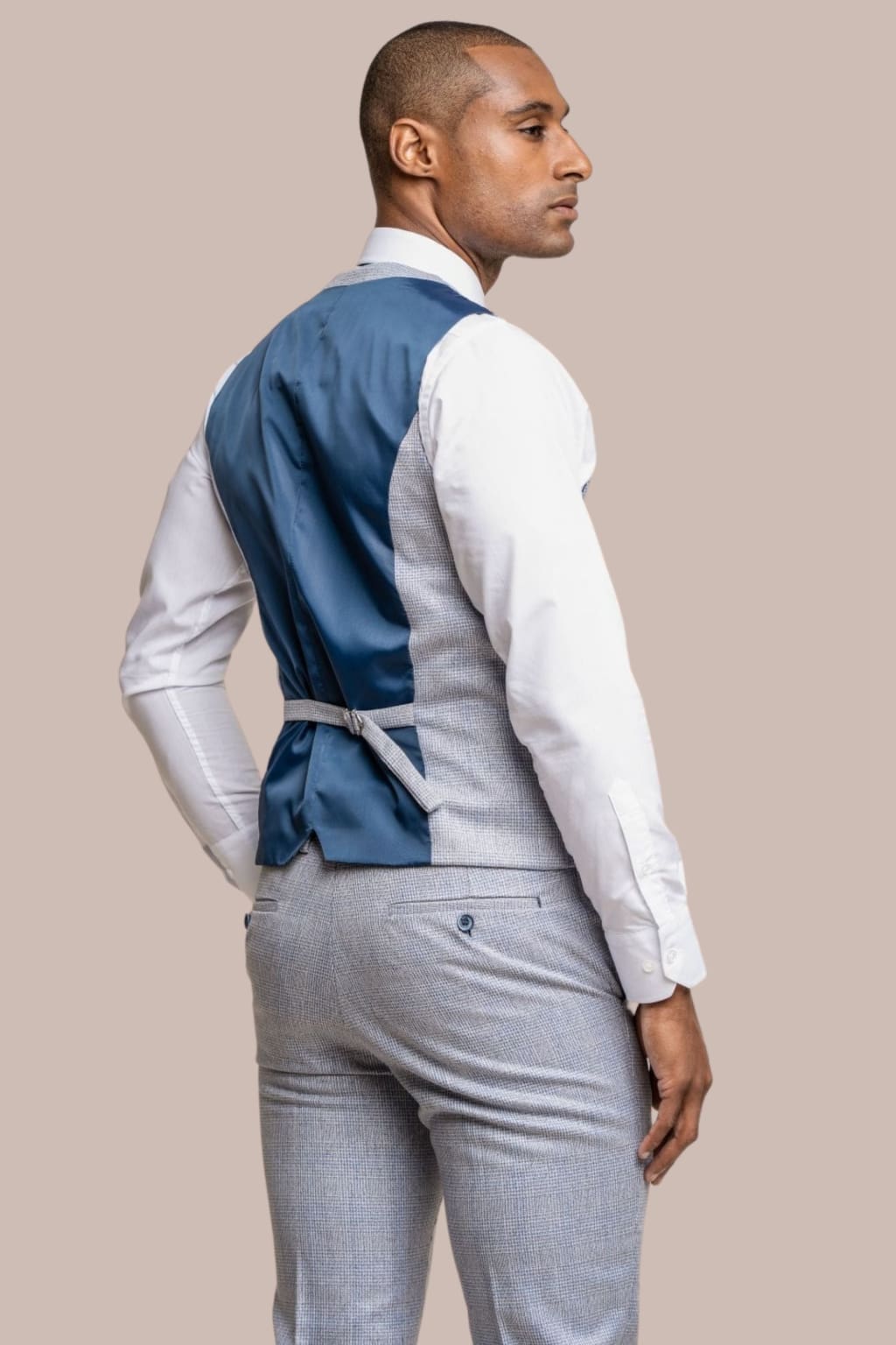 Cavani Caridi Men's Sky Slim Fit Textured Check Waistcoat Vest | Formal & Casual Wear for Weddings, Office & Special Occasions