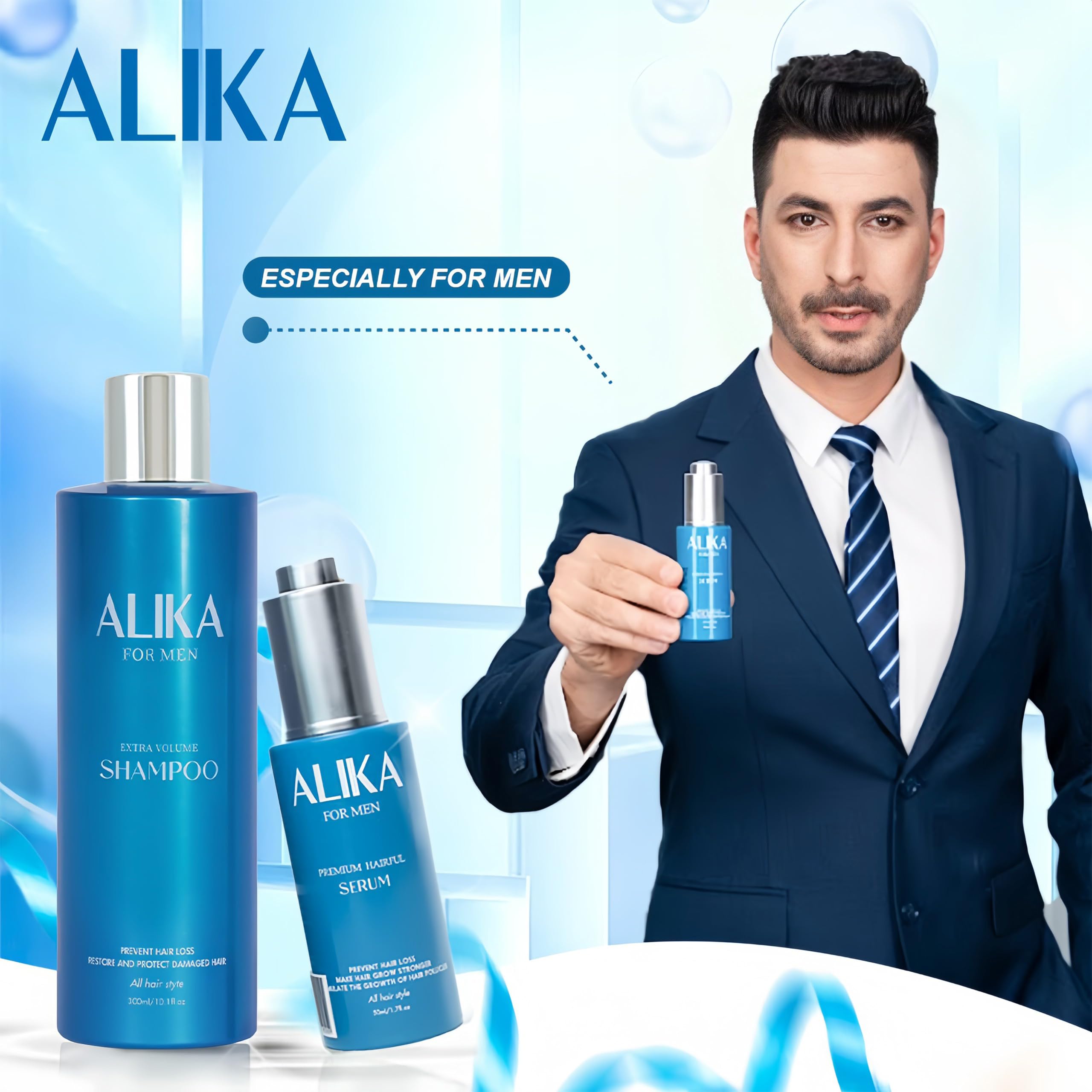 ALIKA Combo Shampoo & 2 Serum Set for Hair Growth in Men | Hair Loss Treatment for Dry, Oily & Normal Scalp | Promotes Thicker, Healthier Hair | Perfect for Daily Hair Care & Styling Routine