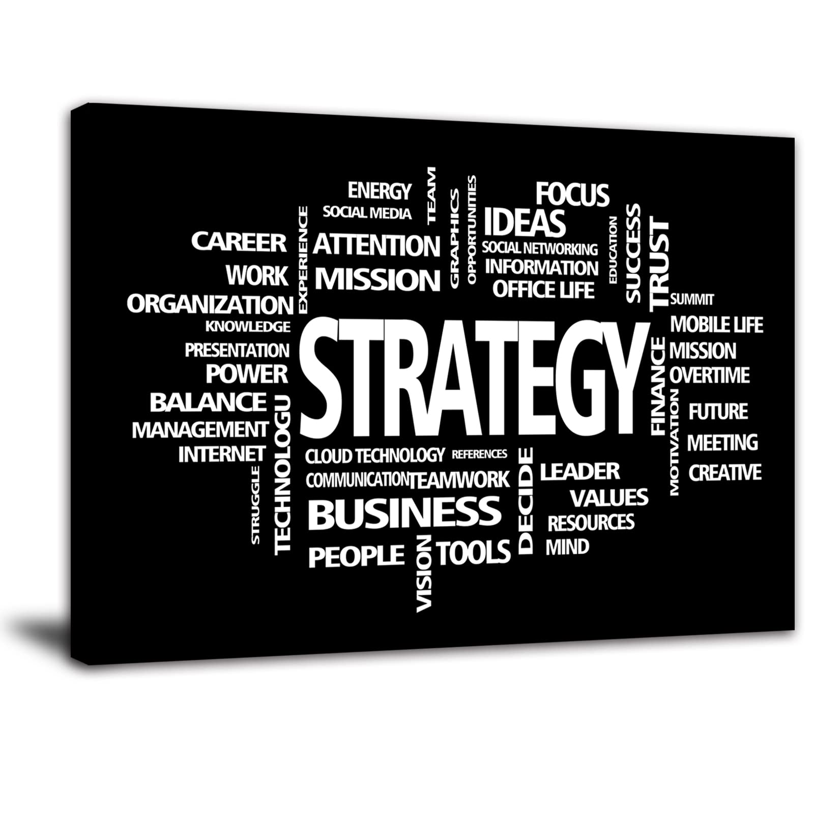 Motivational Office Strategy Canvas Wall Art - Inspirational Entrepreneur Business Quotes for Modern Workspace - Large Framed Painting Easy to Hang - Perfect for Office, Home Office & Corporate Decor