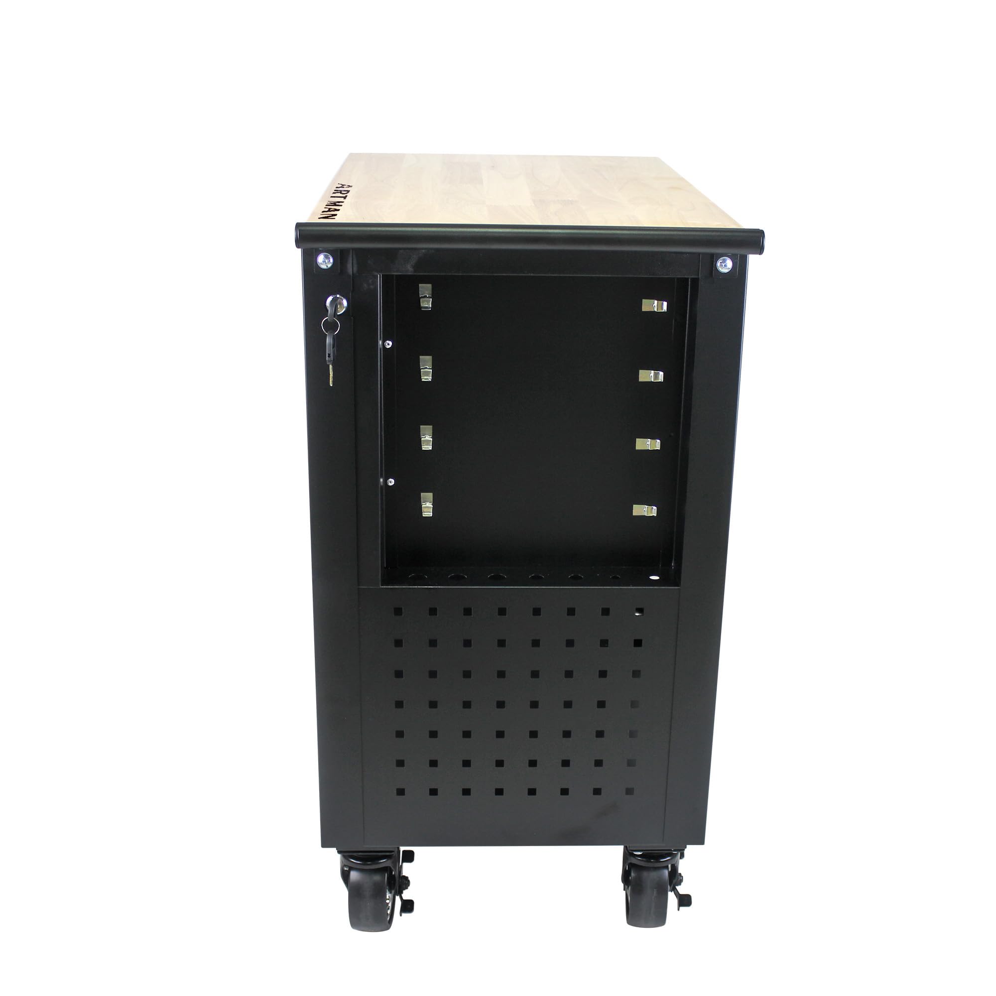 Heavy Duty 4-Drawer Rolling Tool Chest with Wooden Top Workbench & Locking Storage – 660lbs Capacity Tool Cabinet for Garage, Workshop, Auto Repair – Perfect for Mechanics, DIY & Professional Tool Organization