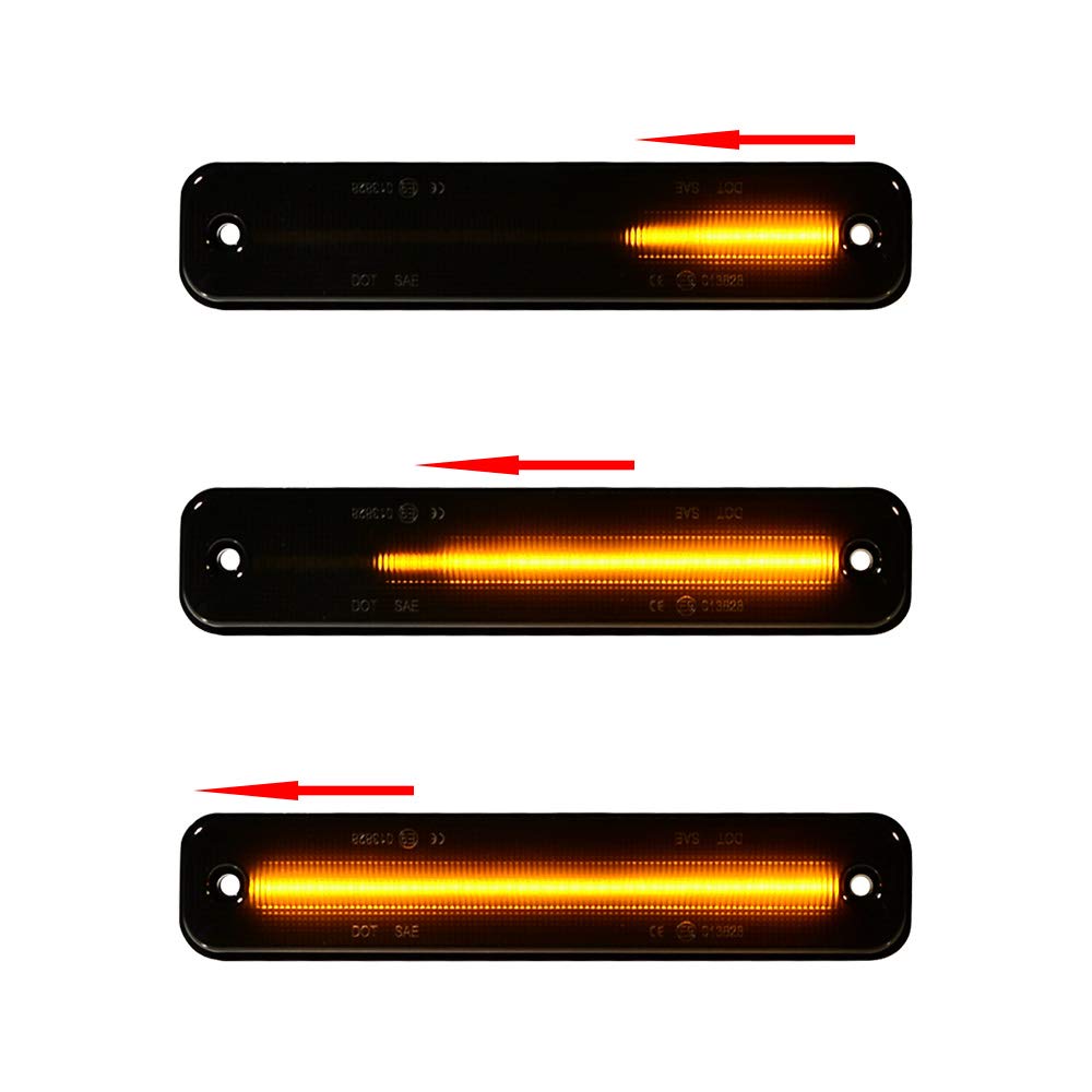 10pcs Smoked Lens Amber Red LED Cab Roof Marker Lights + 4pcs Front & Rear Dynamic Sequential Turn Signal Side Marker Lights Kit - Compatible with Hummer H2 2003-2009 | Upgrade Your Truck Lighting for Safety & Style