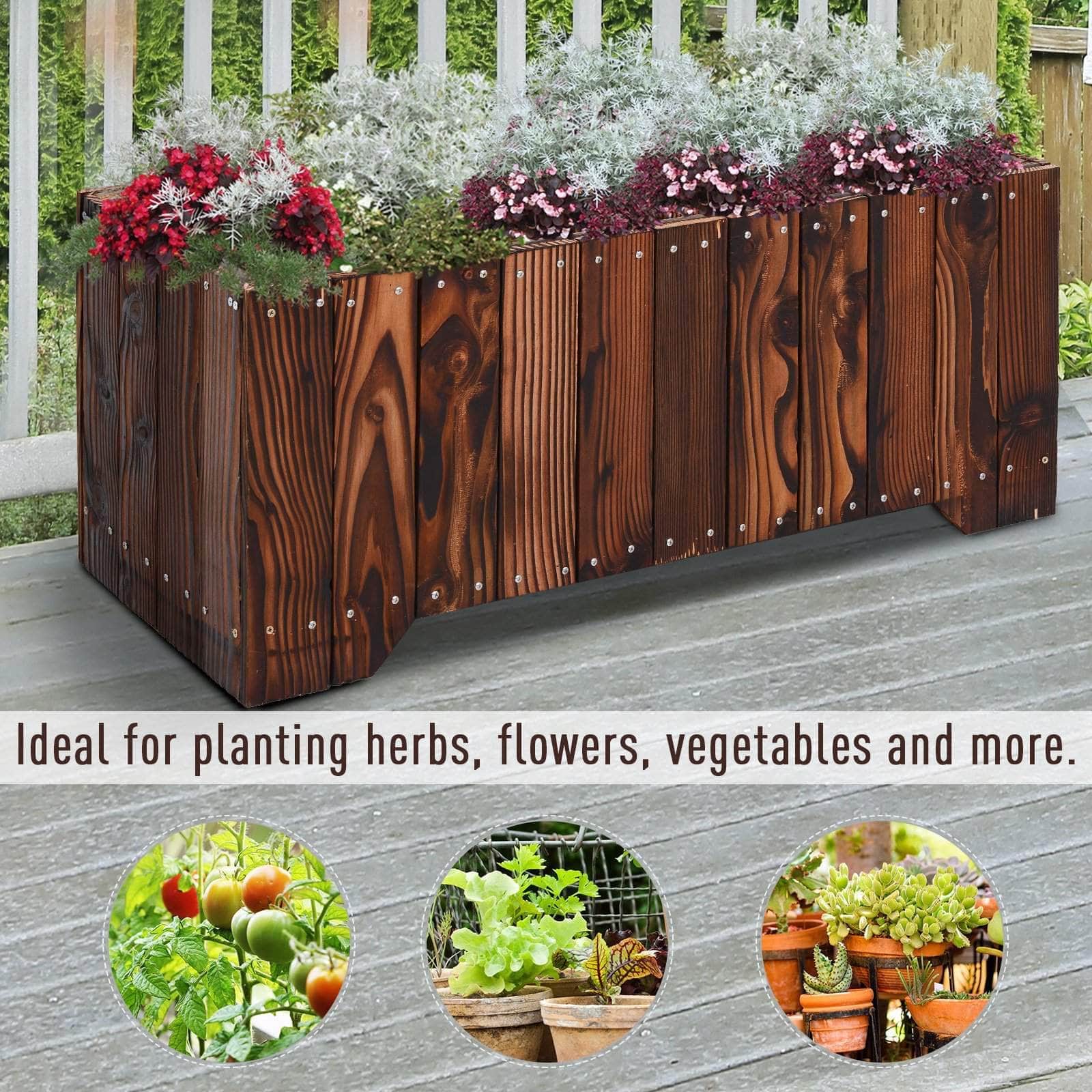 Natural Solid Fir Wood Raised Garden Bed Planter Box - Durable Outdoor Rectangle Planter for Vegetables, Flowers & Herbs - Perfect for Backyard, Patio & Urban Gardening