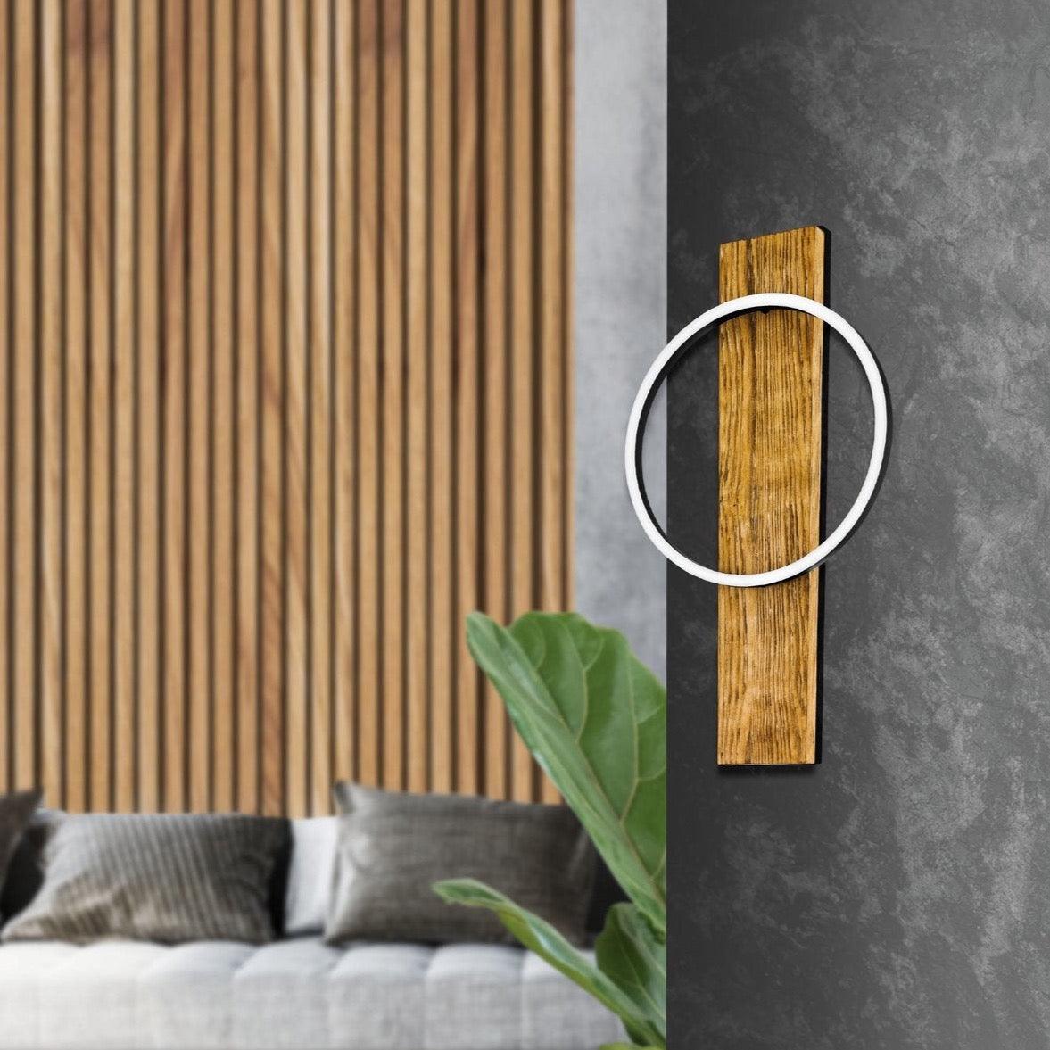 Eglo Boyal Modern LED Wall Light with Mottled Wood Finish - Perfect for Living Room, Bedroom, and Hallway Lighting
