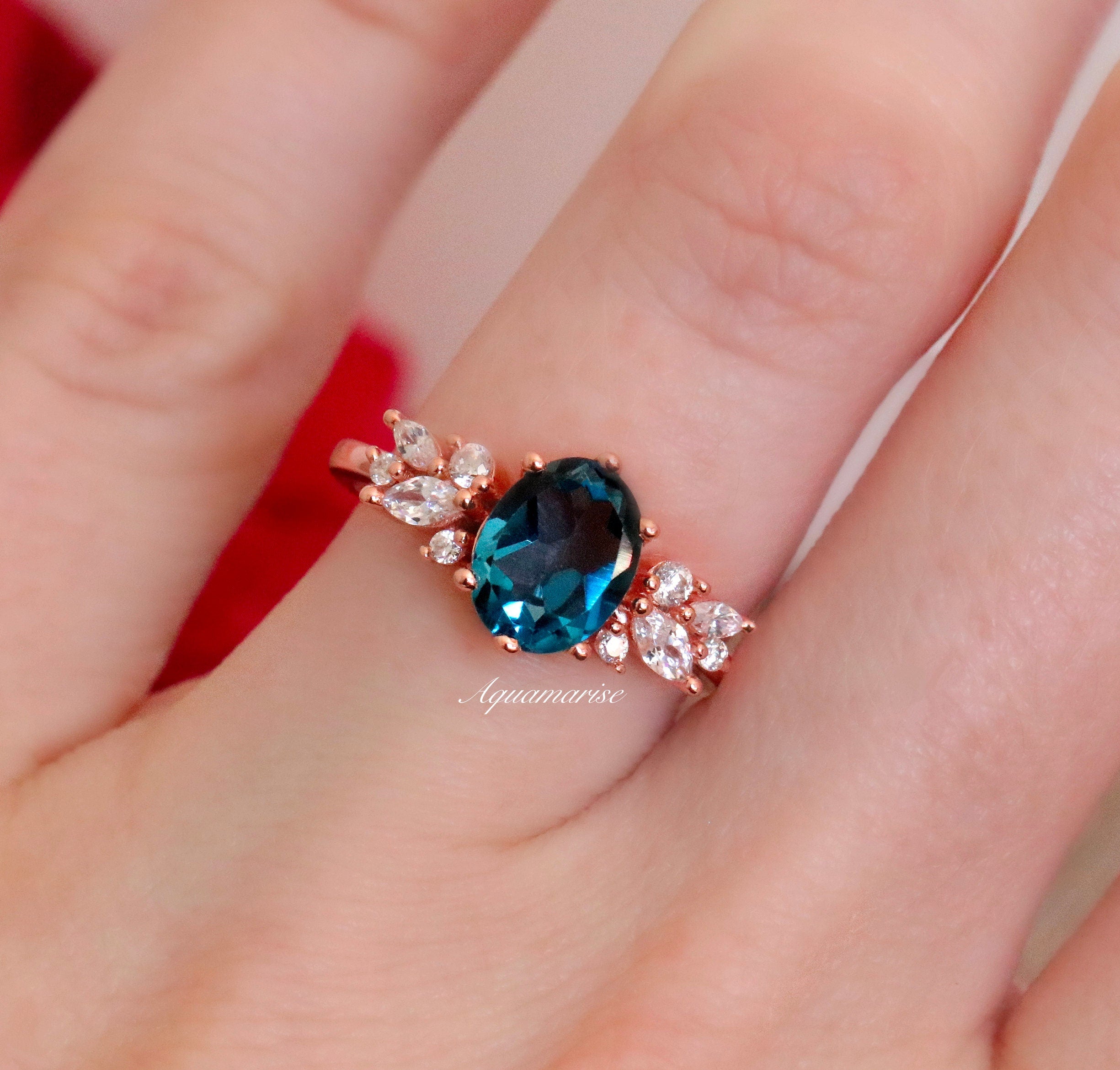 Lily London Blue Topaz Ring - 14K Rose Gold Vermeil Jewelry for Women | Elegant Gift for Anniversary, Birthday & Special Occasions