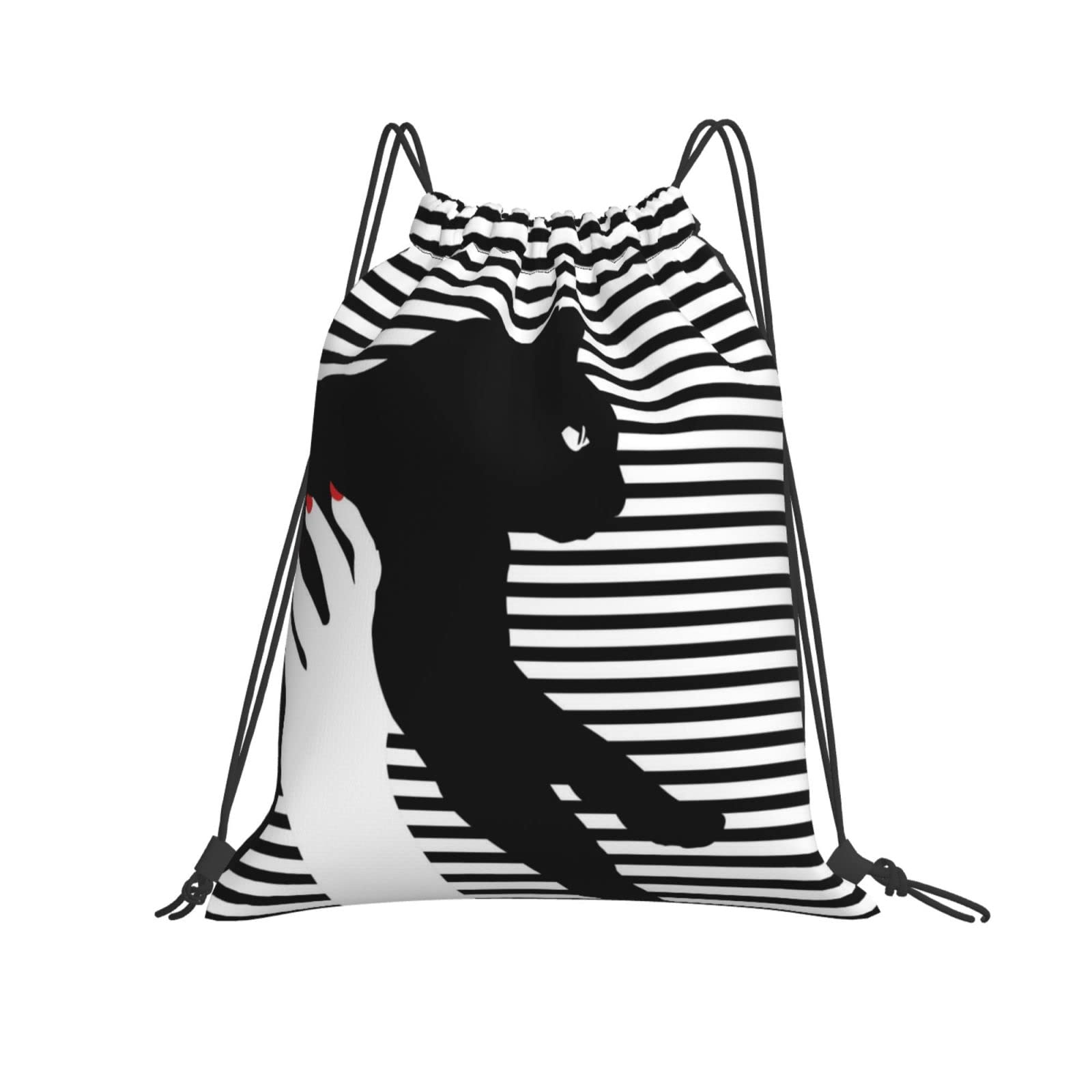 Funny Cat Pop Art Drawstring Backpack - Striped Gym Sackpack for Men & Women - Yoga, Travel, Swimming & Sports Bag | Perfect for Gym, Beach & Casual Outings