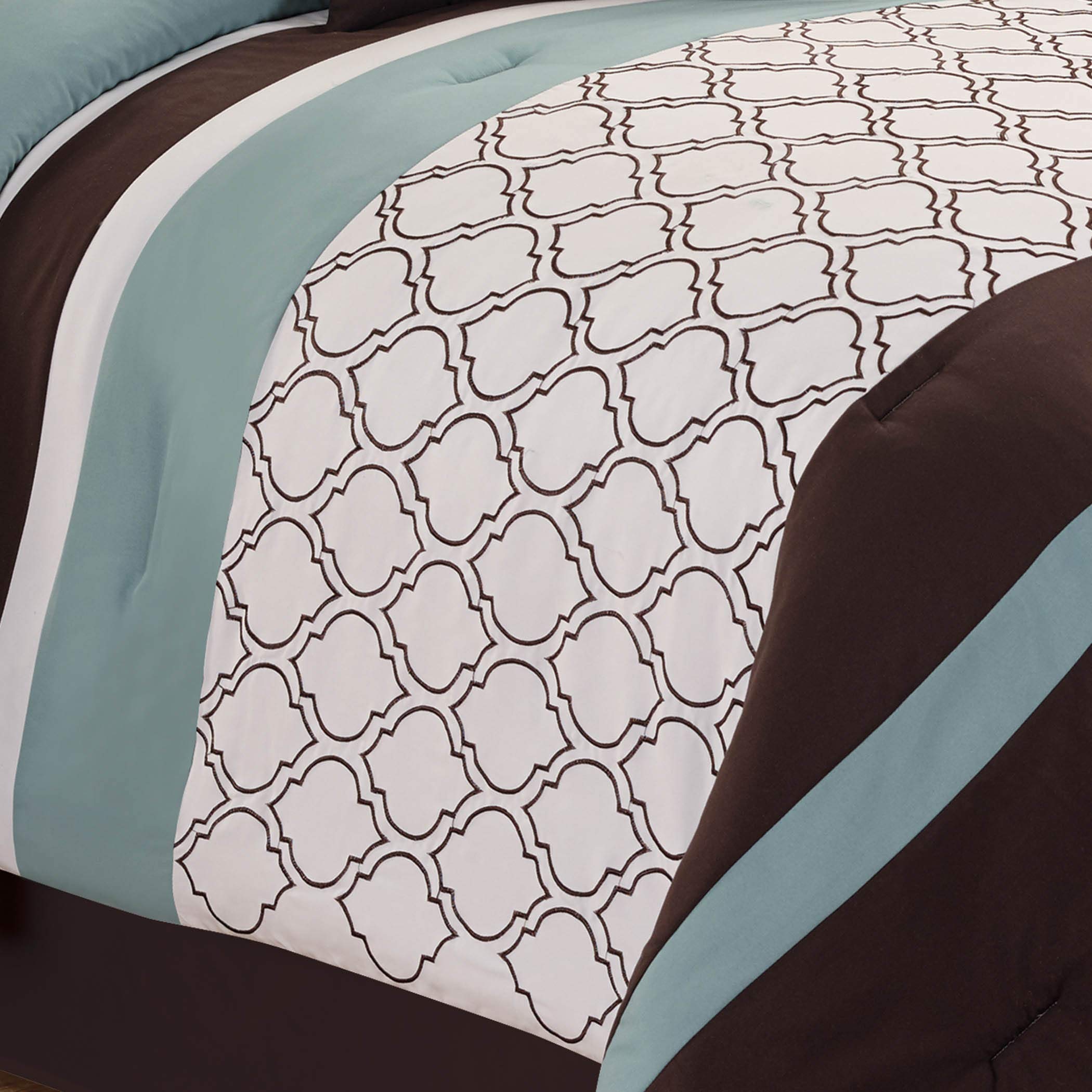 Riverbrook Home Tolbert King Size 8-Piece Comforter Set - Blue, Brown & Ivory Luxury Bedding Collection | Perfect for Master Bedrooms, Guest Rooms & Cozy Home Decor