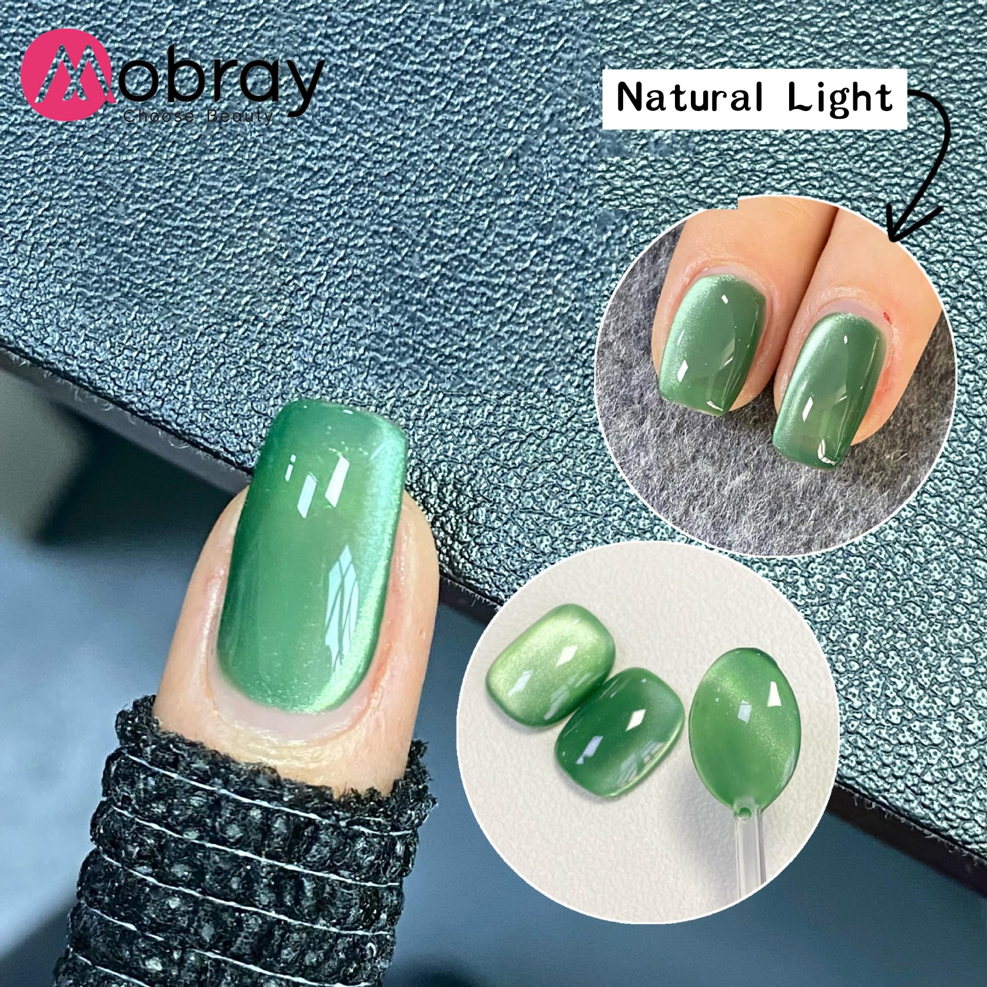 Emerald Green Cat Eye Gel Polish 15ml - UV Magnetic Glitter Nail Polish with Magnet - Long Lasting Translucent Nail Gel for Women - Nail Art Design (EY74) - Perfect for Salon, Home Manicures & Special Occasions