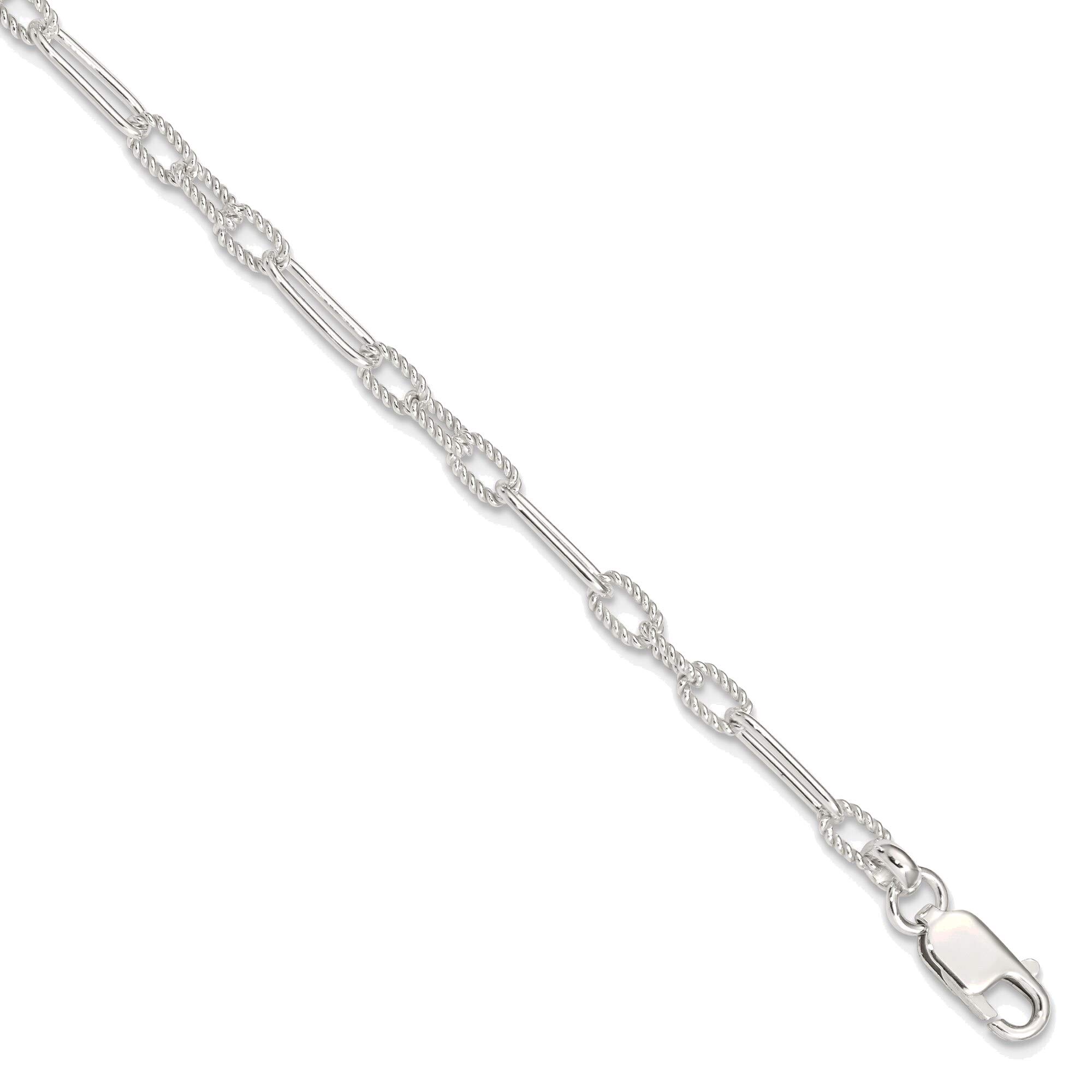 Bonyak Sterling Silver Fancy Link Anklet Bracelet for Women - Elegant 925 Silver Ankle Chain Jewelry for Beach, Party & Everyday Wear