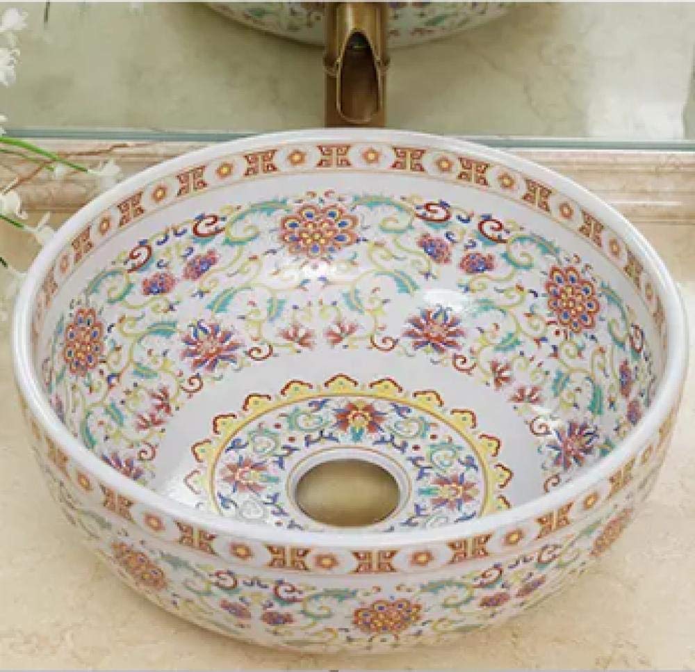 Modern SHAWLA Ceramic Vessel Sink - Round Countertop Bathroom Basin for Vanity | Art Lava Design | Perfect for Contemporary Bathrooms & Powder Rooms