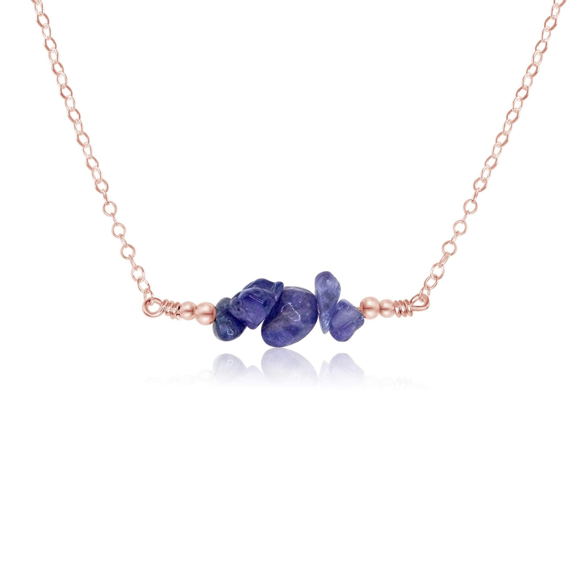 Tanzanite Chip Bead Bar Necklace for Women - Elegant Blue Gemstone Jewelry for Everyday Wear, Gift Giving & Special Occasions