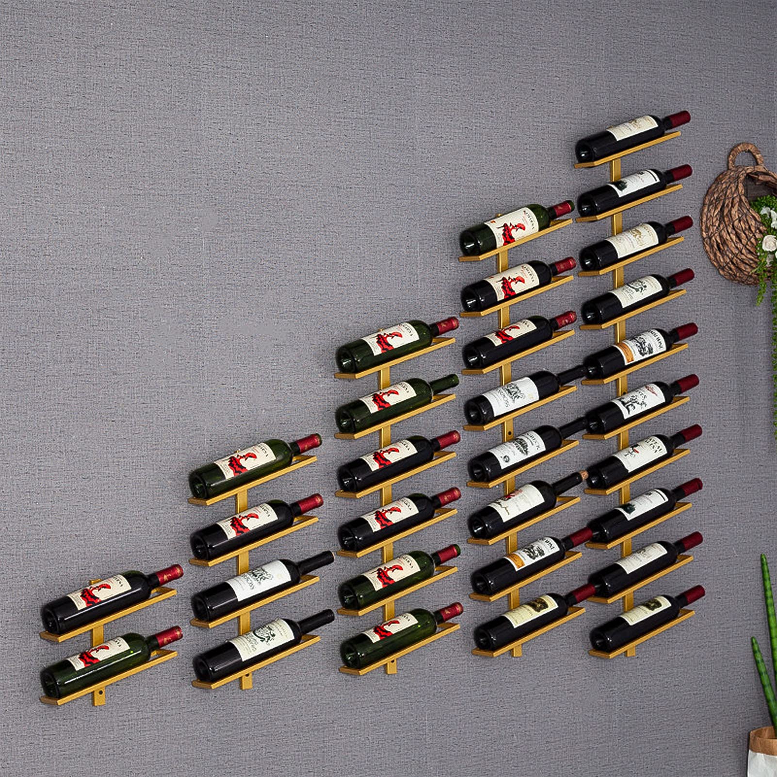 Wall-Mounted Wine Rack Holder for 2/4/6/8/10/12 Bottles - Durable Metal Wine Storage Shelf in Bronze/Black/Gold - Perfect for Kitchen, Bar, Restaurant or Wine Cellar Organization - Ideal for Home Entertaining & Commercial Use