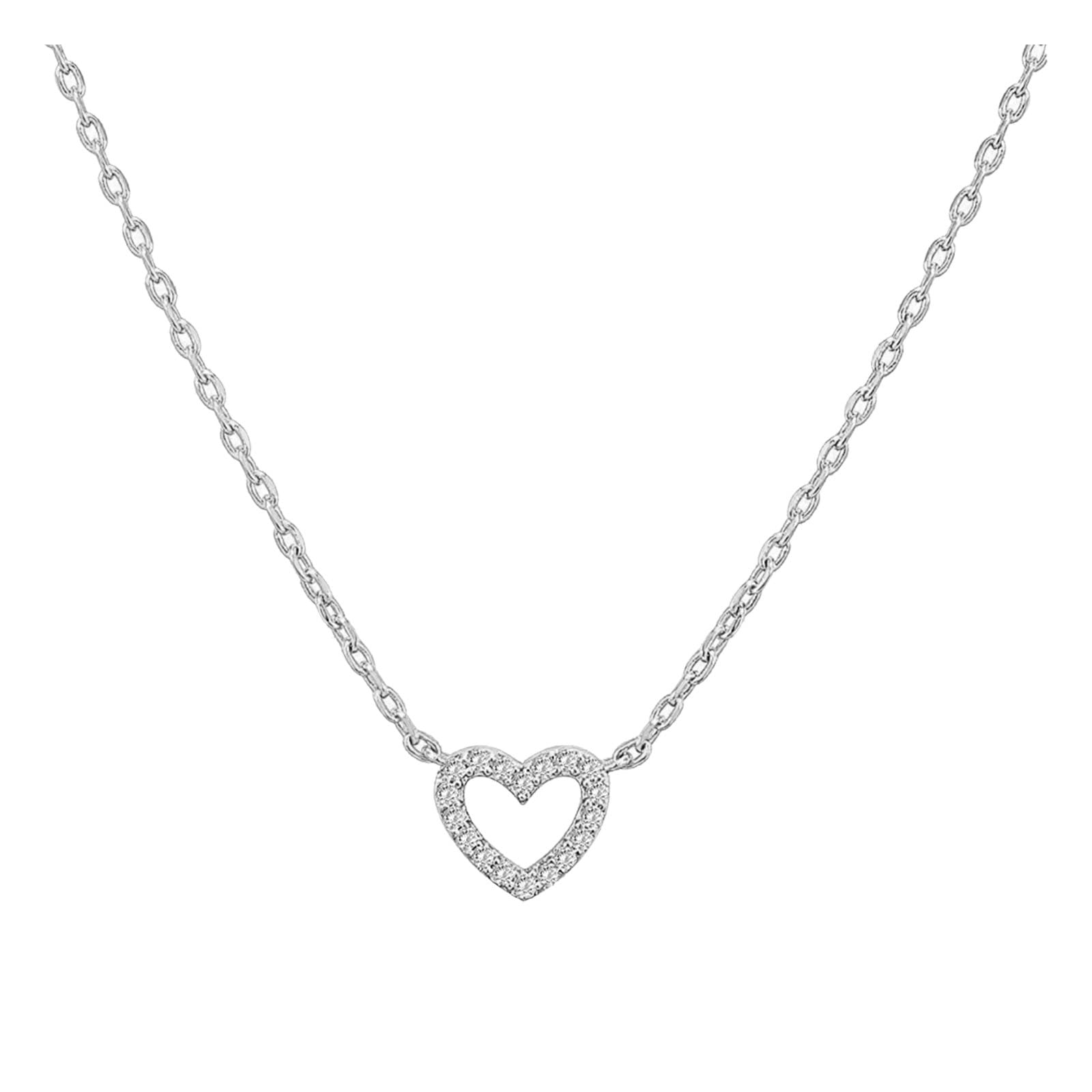 Heart Zircon Pendant Rhinestone Necklace for Women - Elegant Crystal Heart Jewelry with Sparkling Chain, Perfect Gift for Valentine's Day, Anniversary or Special Occasions