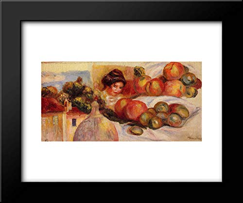 Still Life with Fruit by Pierre Auguste Renoir - 24x20 Framed Art Print | Classic Oil Painting Reproduction | Perfect for Living Room, Dining Room & Office Decor